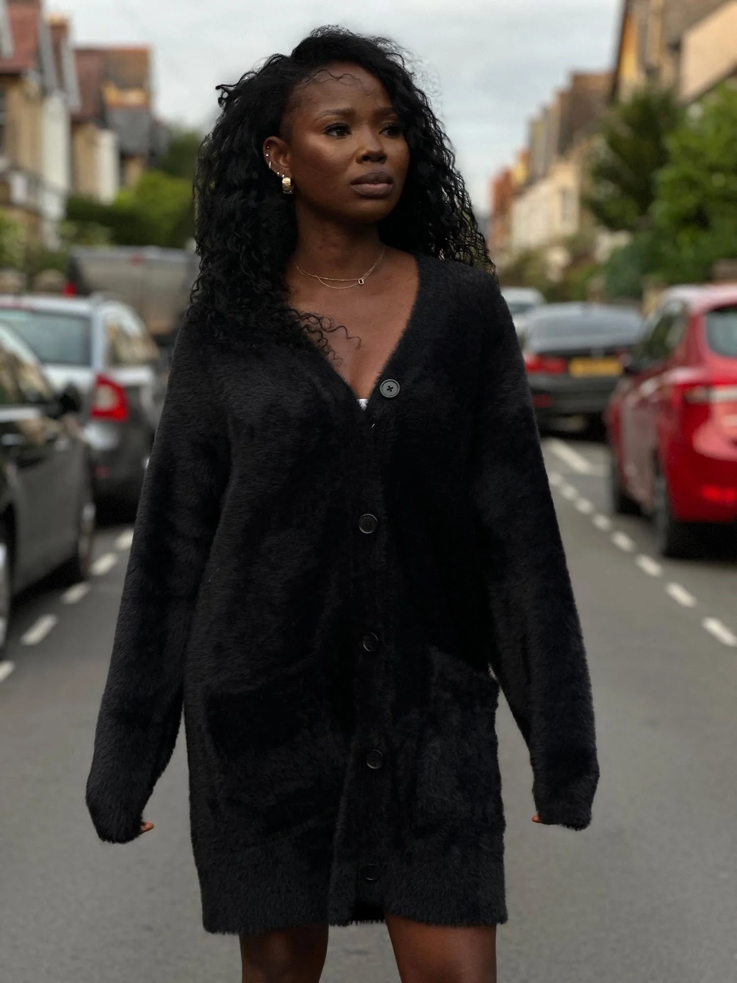 Fluffy Cardigan - Black - Image 6