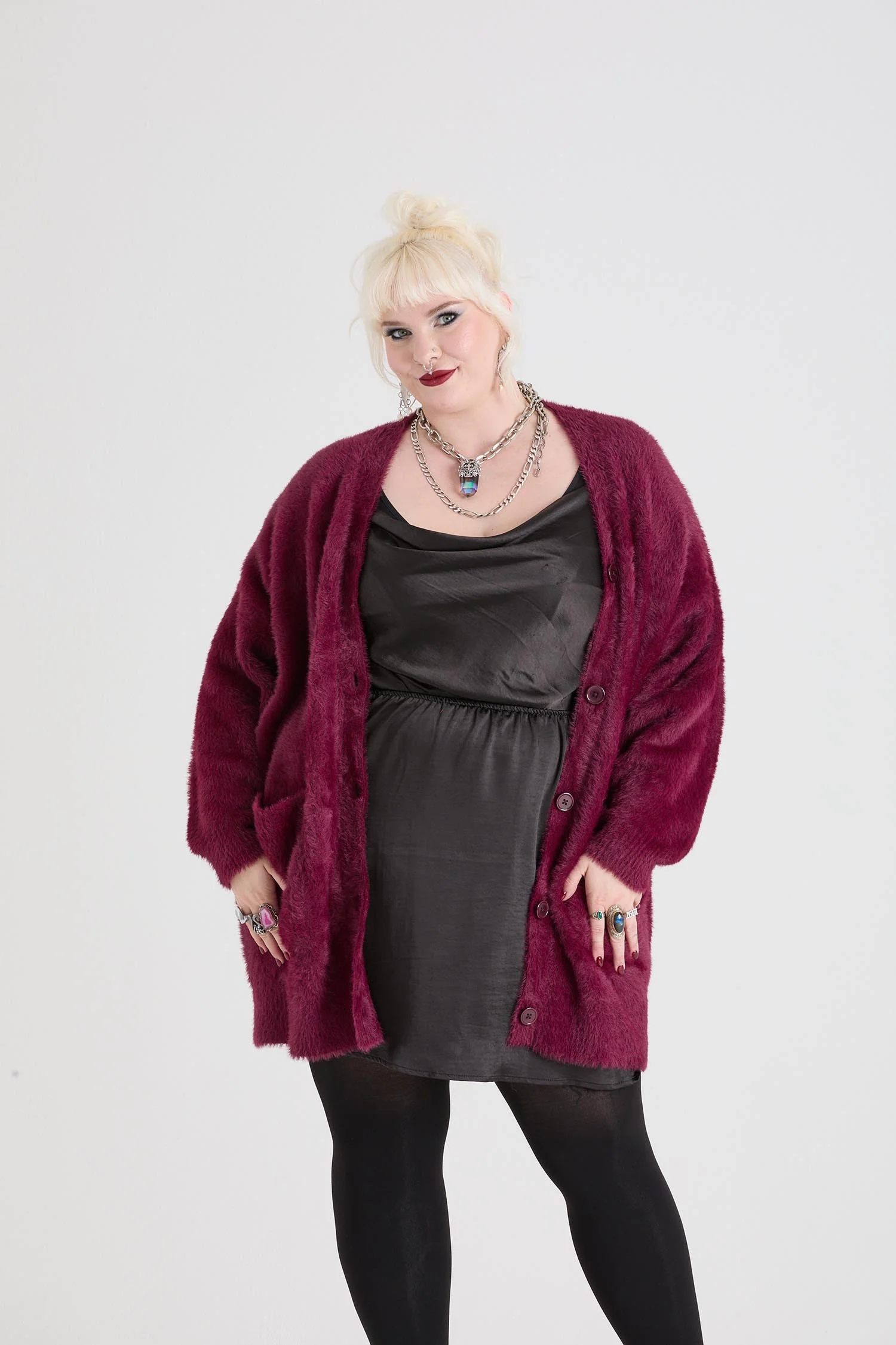 Fluffy Cardigan - Cherry - Image 7