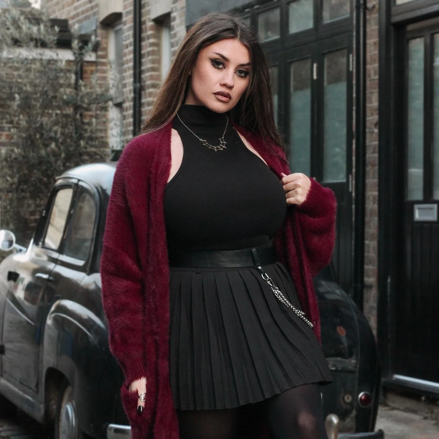 Fluffy Cardigan - Cherry - Image 8