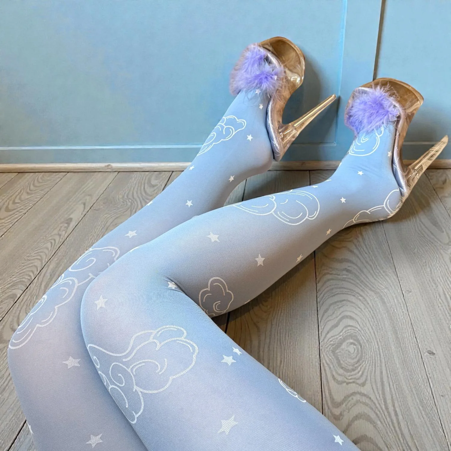 80 Denier Opaque Tights - Woodcut Clouds - Image 9