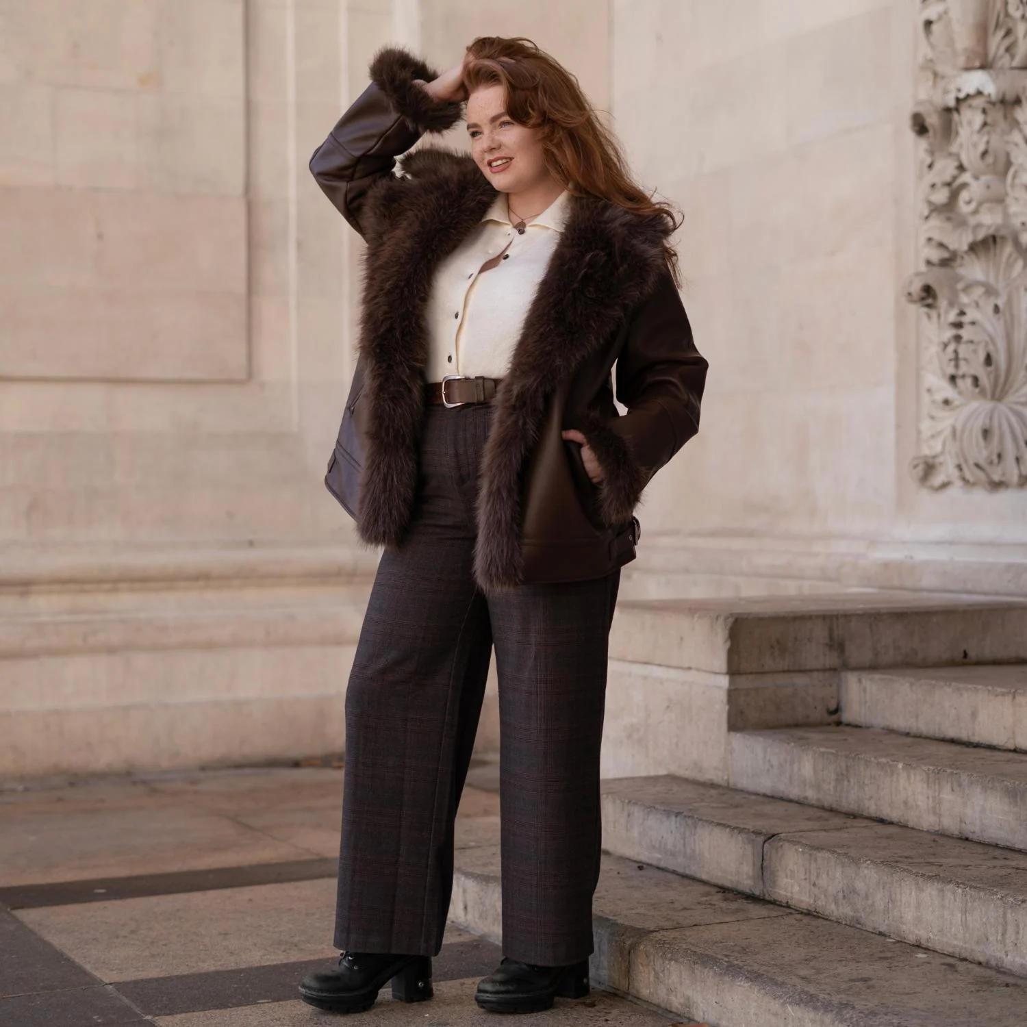 Amelia Aviator Jacket - Brown - Image 14