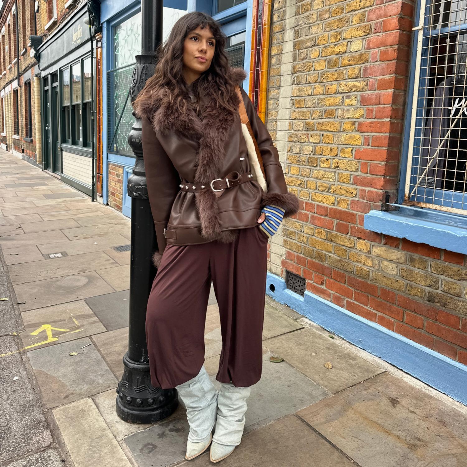 Amelia Aviator Jacket - Brown - Image 2