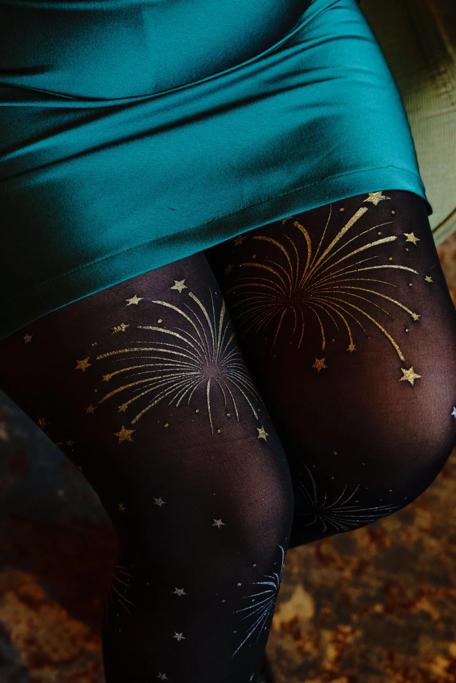80 Denier Opaque Tights - Glitter Fireworks - Image 3