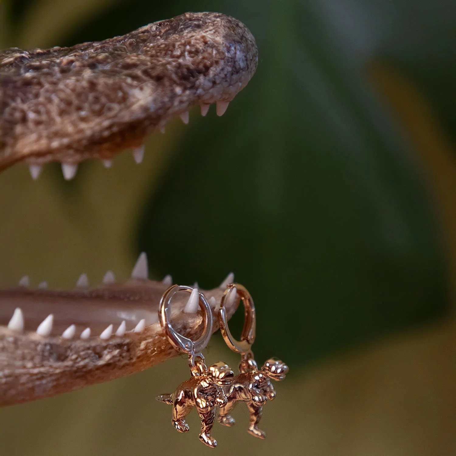 Dinosaur Hoop Earrings - Gold - Image 5