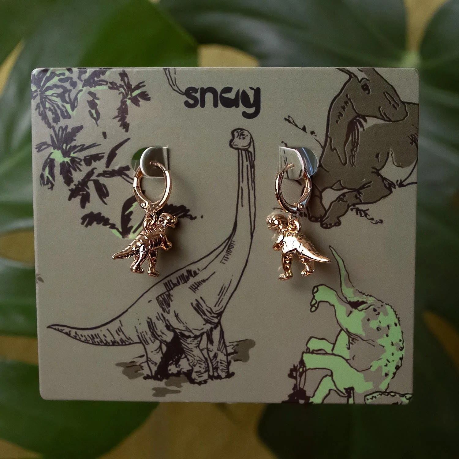 Dinosaur Hoop Earrings - Gold - Image 6