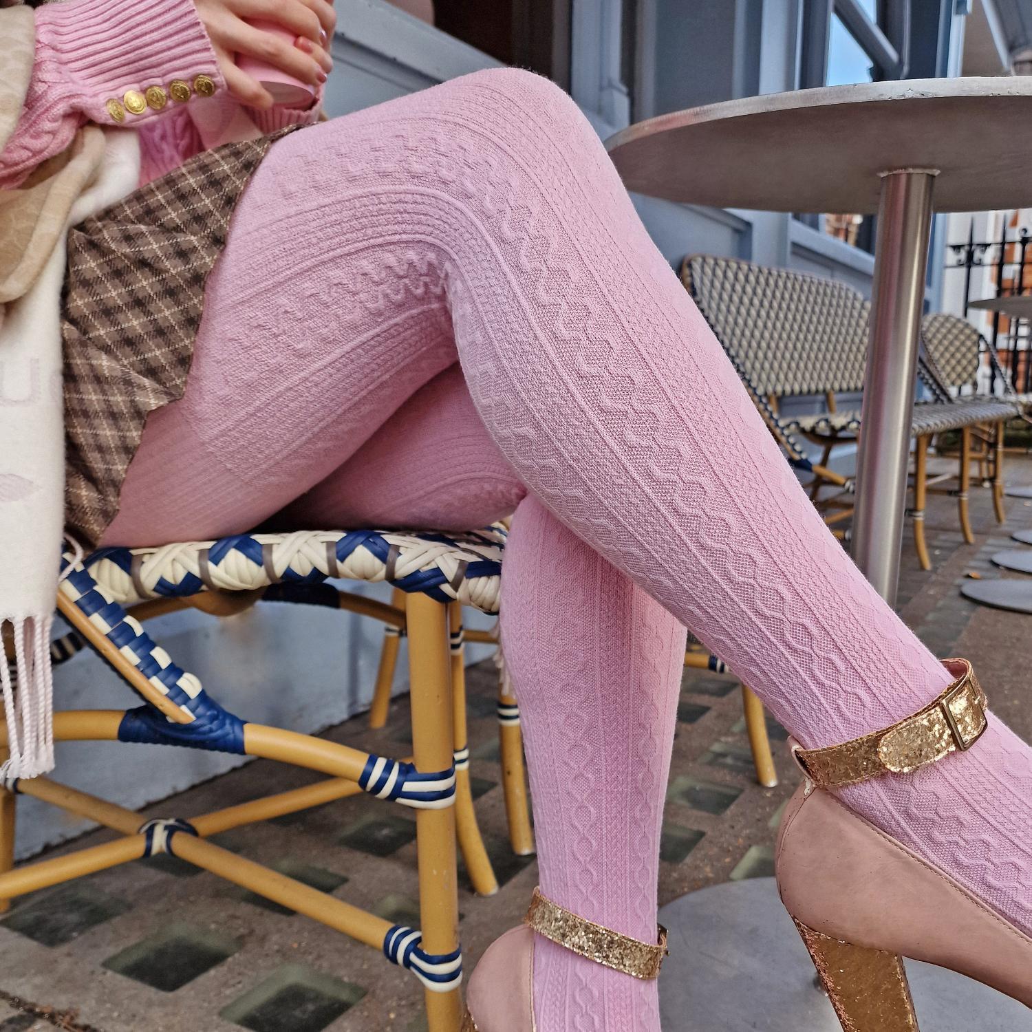 Grannies Cable Knit Wool Tights - Piglet (V2) - Image 10