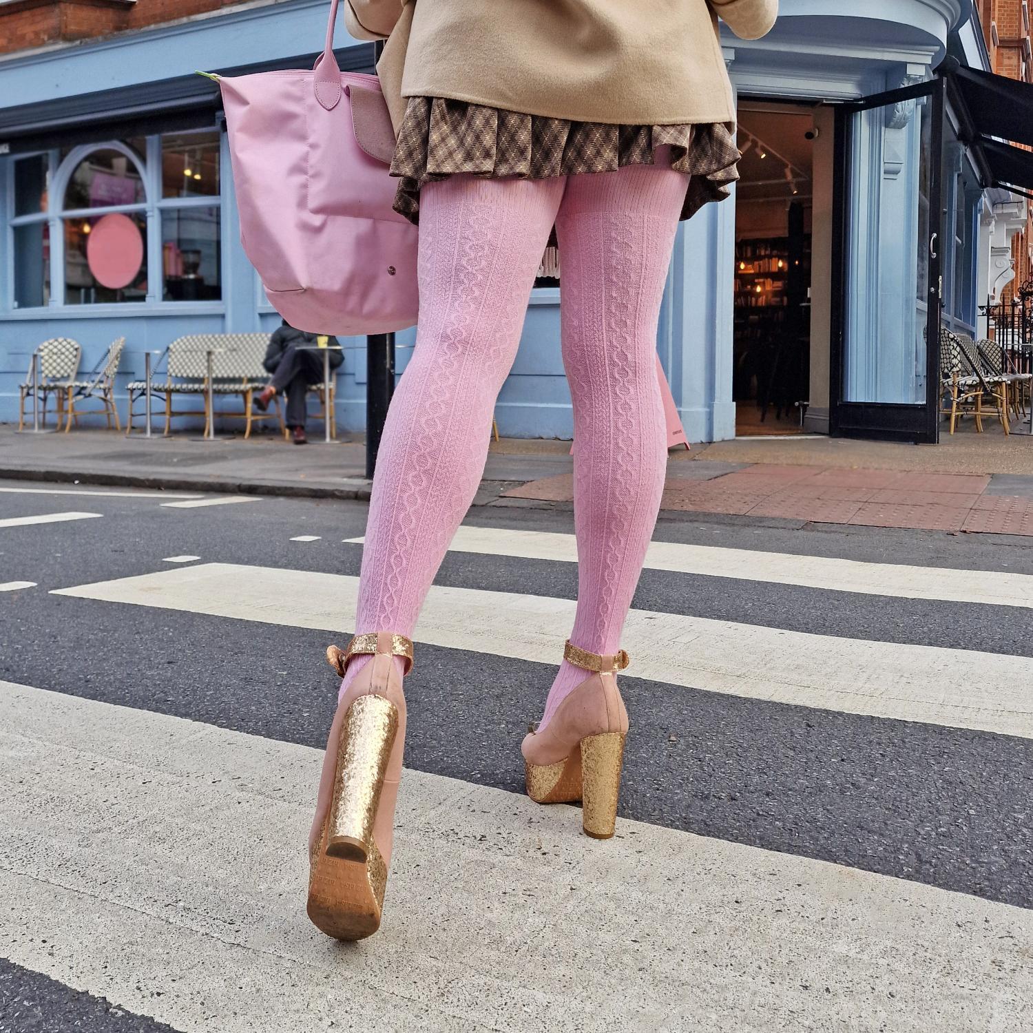 Grannies Cable Knit Wool Tights - Piglet (V2) - Image 5