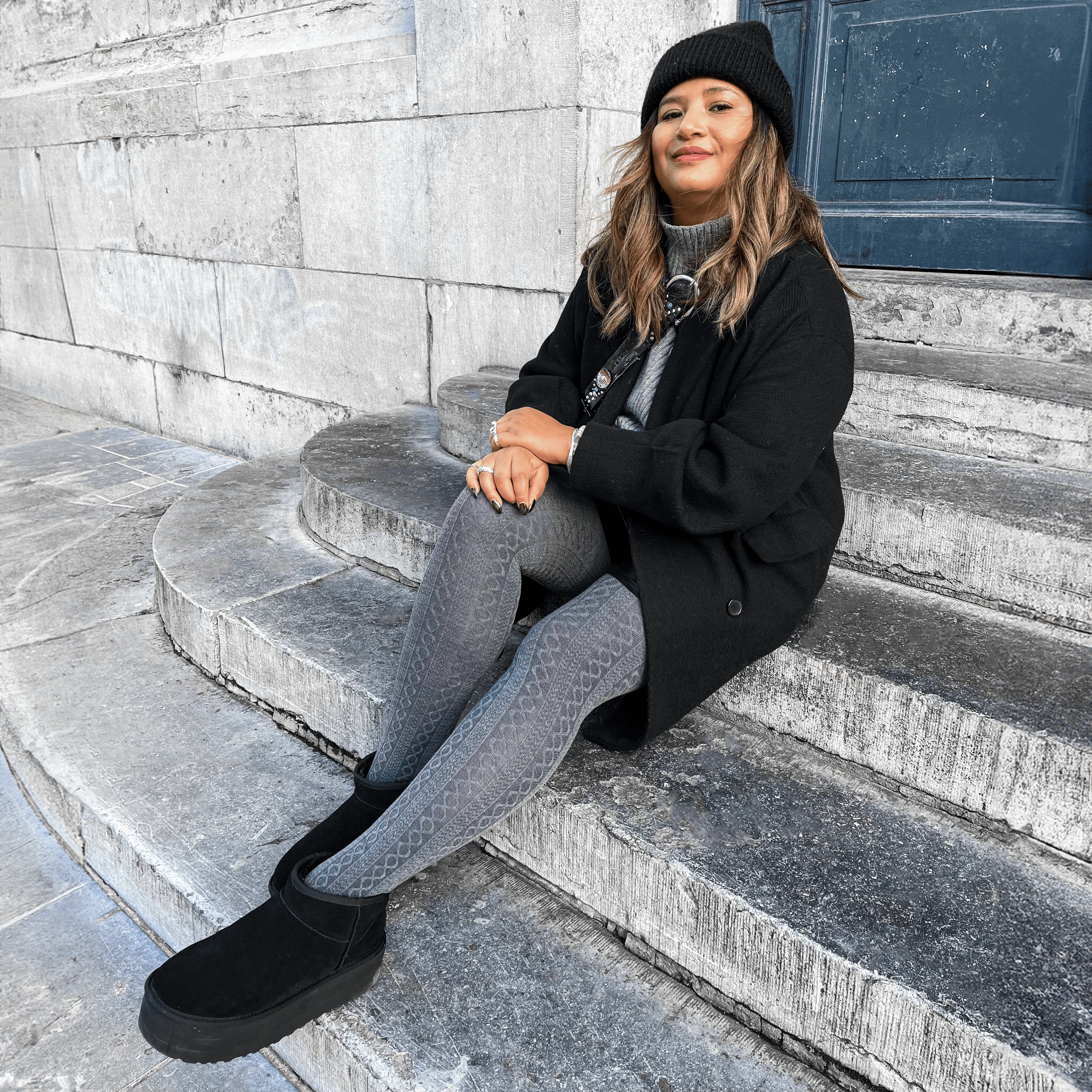 Grannies Cable Knit Wool Tights V2 - Slate - Image 13