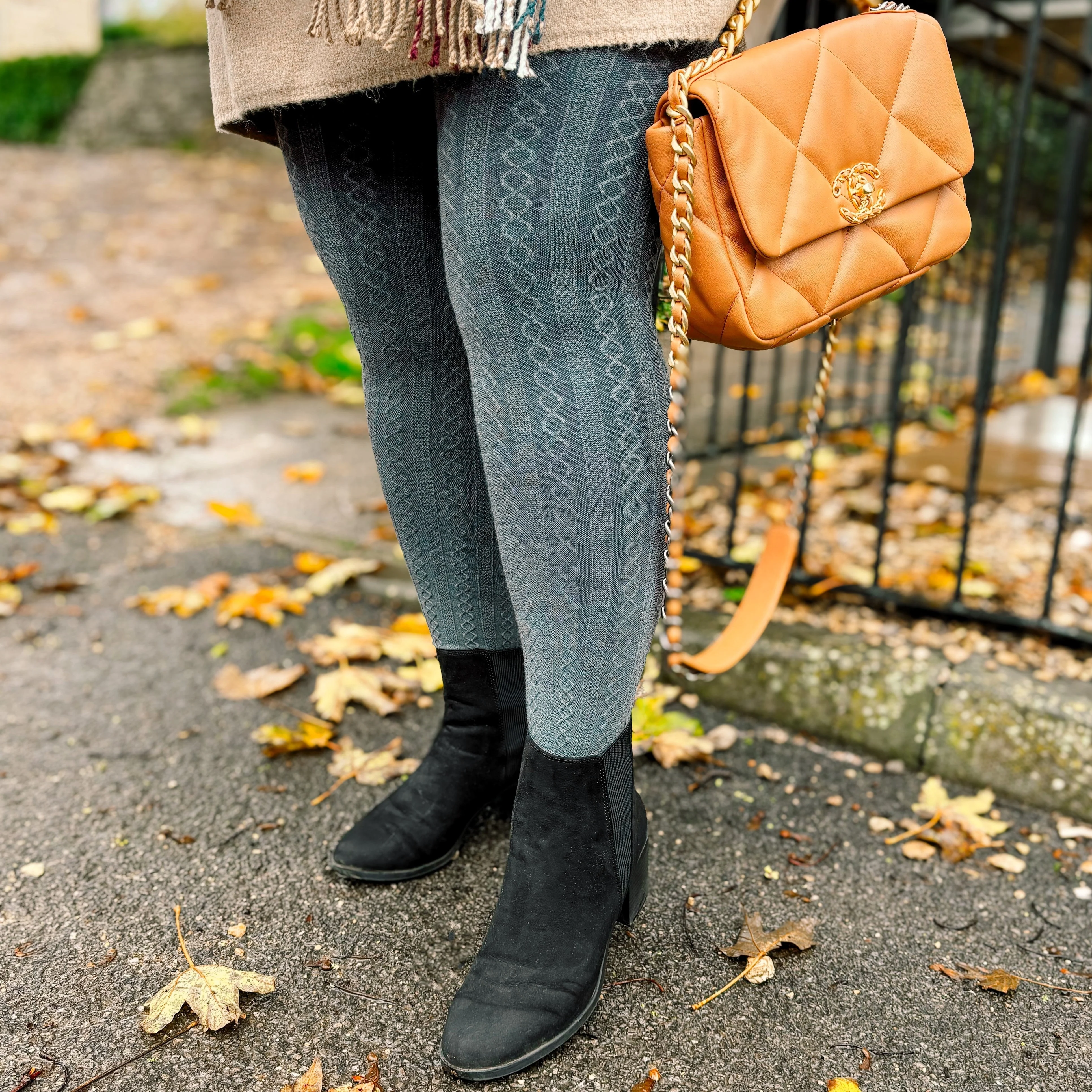 Grannies Cable Knit Wool Tights V2 - Slate - Image 16