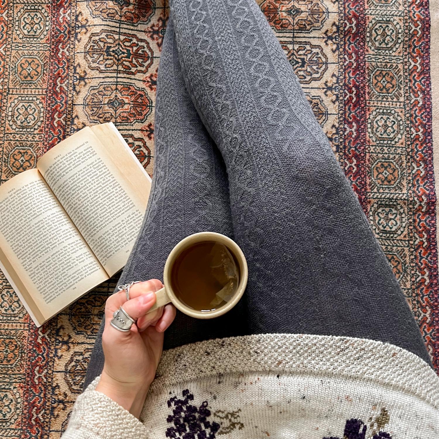 Grannies Cable Knit Wool Tights V2 - Slate - Image 3