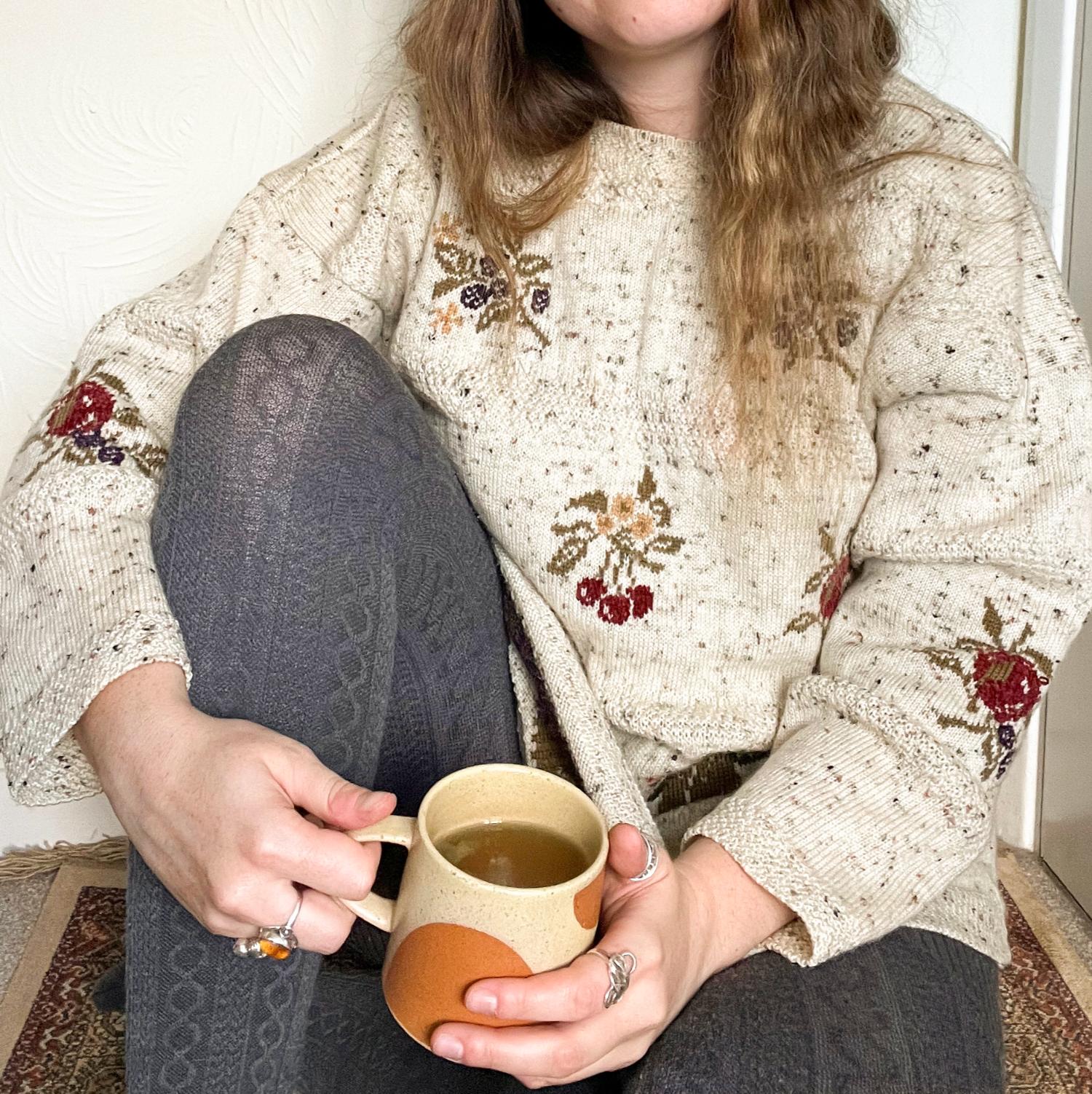 Grannies Cable Knit Wool Tights V2 - Slate - Image 8