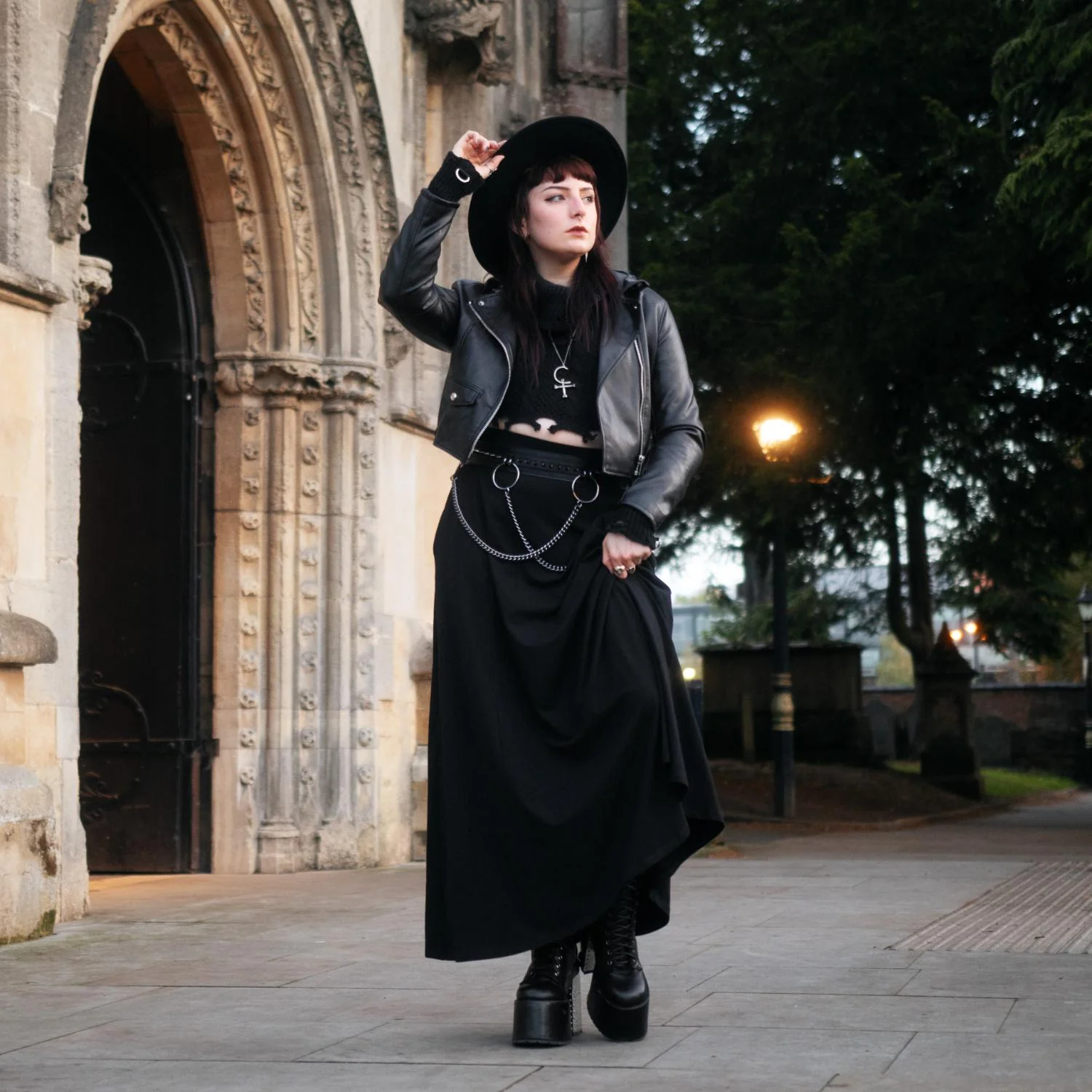 Cotton Jersey Maxi A-Line Skirt - Black - Image 13