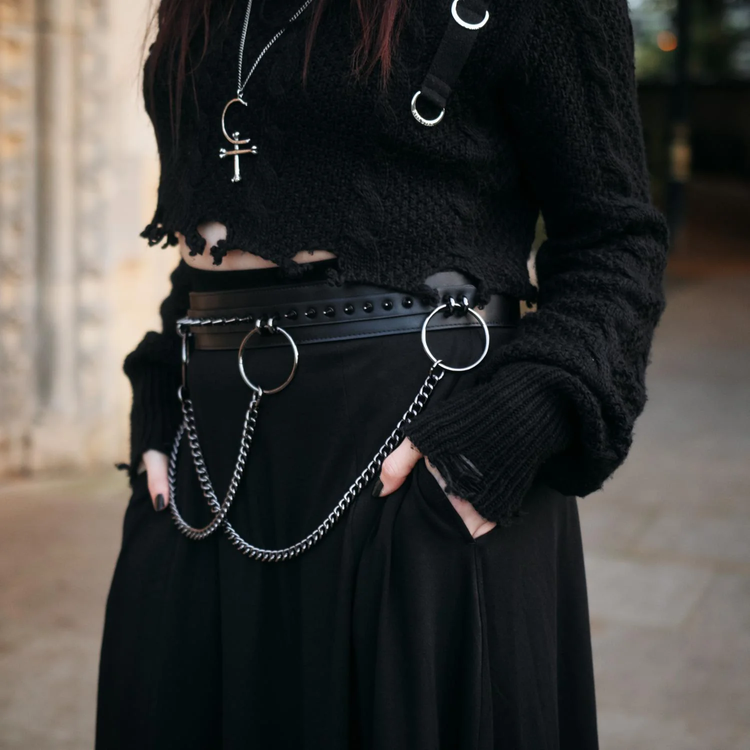 Cotton Jersey Maxi A-Line Skirt - Black - Image 9