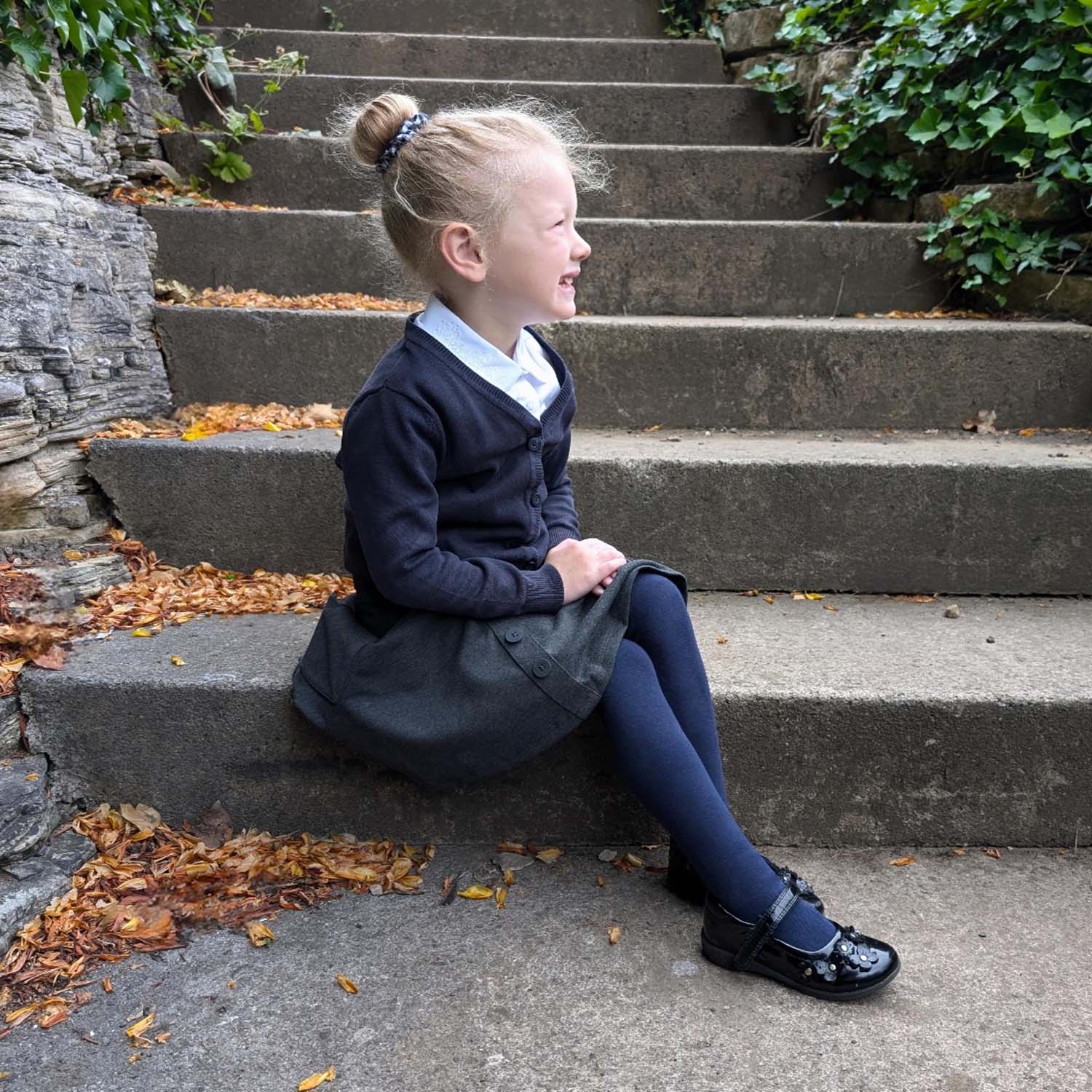 Kids Cotton Tights - Navy - Image 10