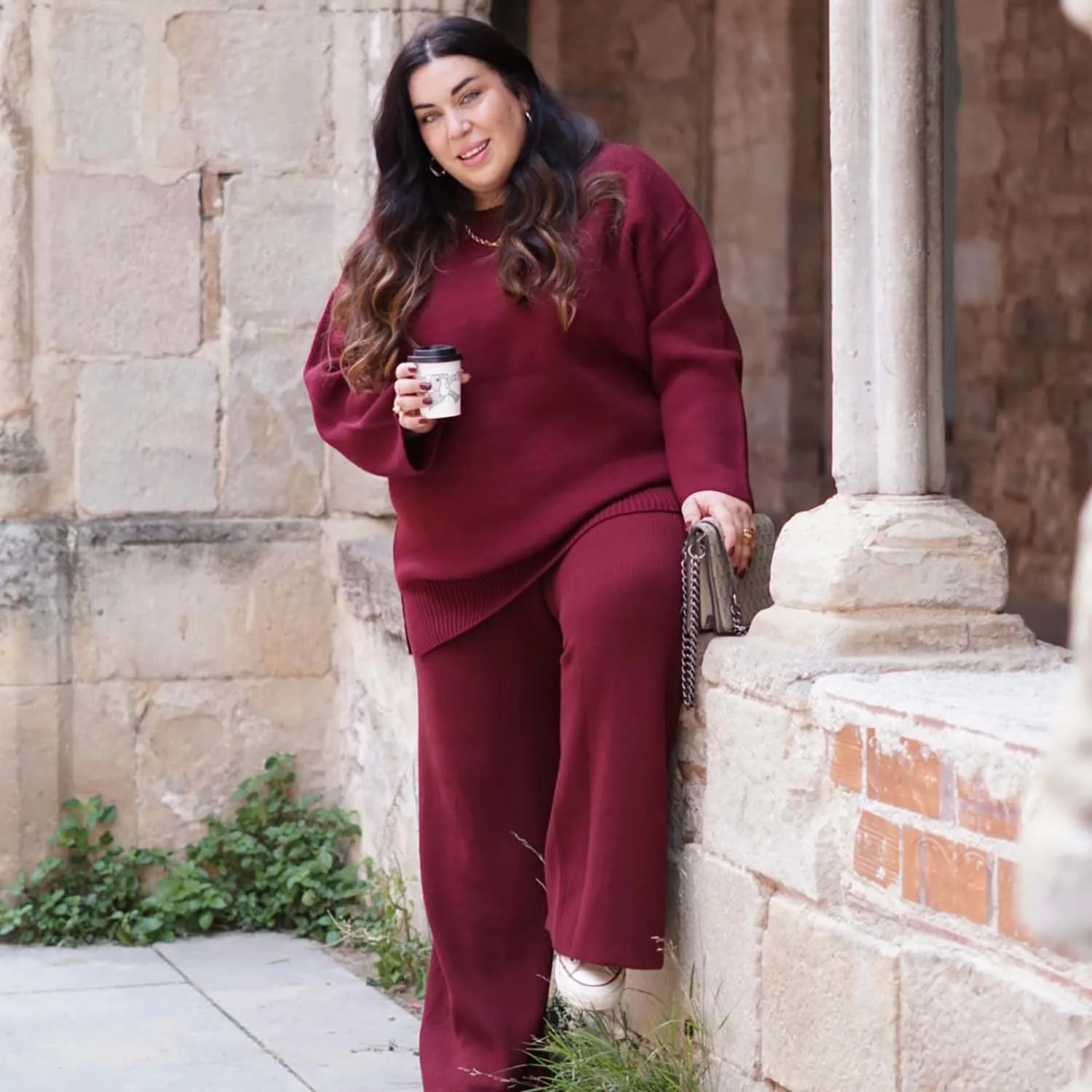 Knit Longline Jumper - Roast - Image 8