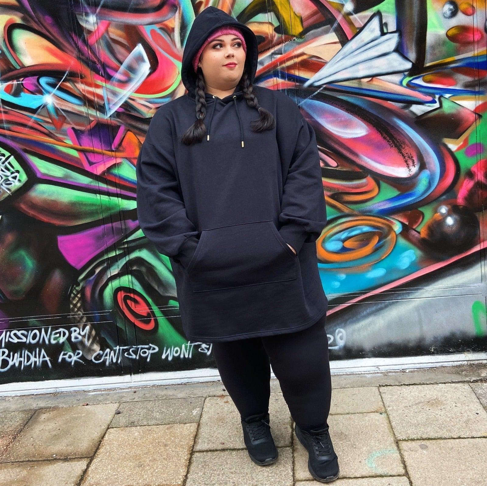 Organic Cotton Longline Hoodie - Black - Image 24