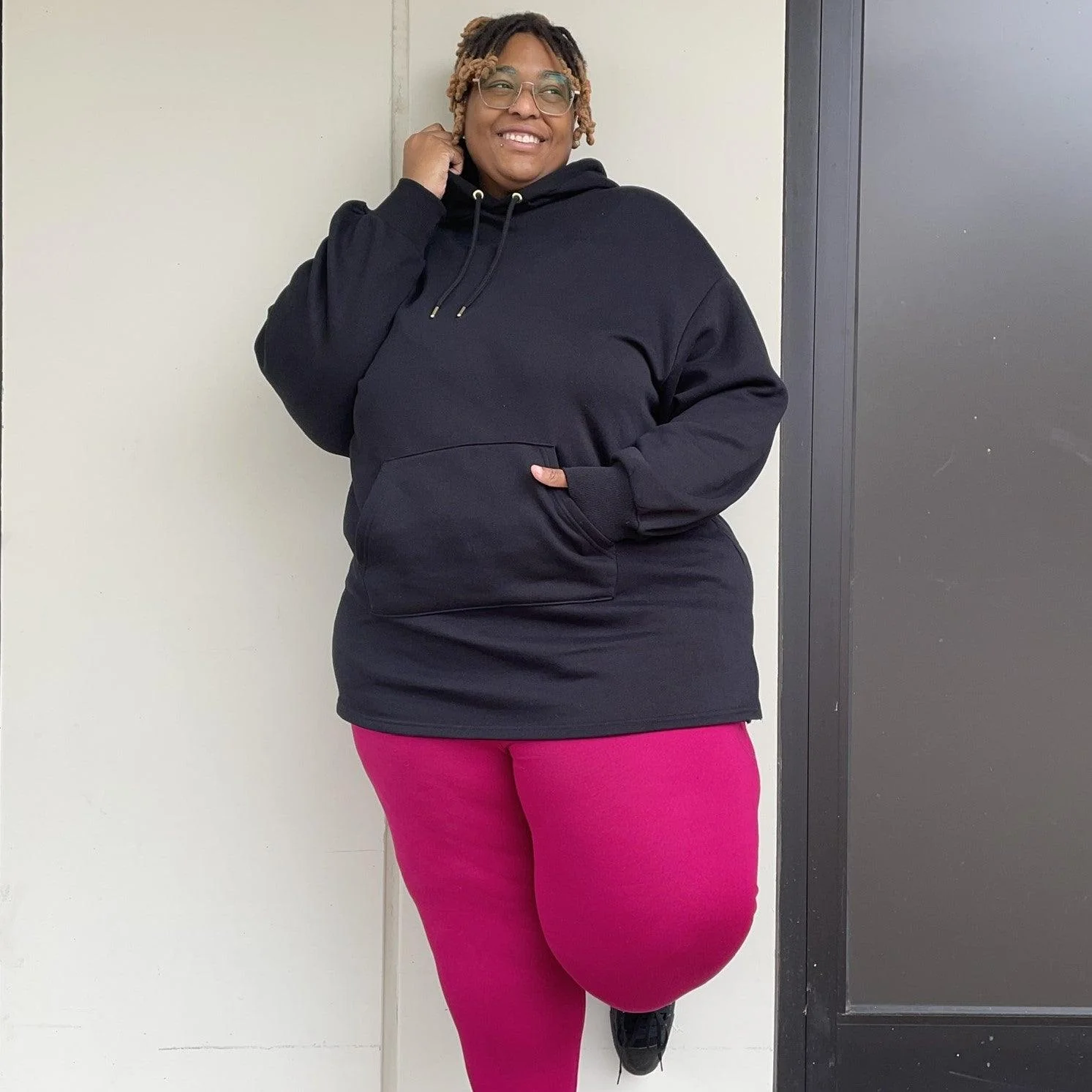 Organic Cotton Longline Hoodie - Black - Image 38