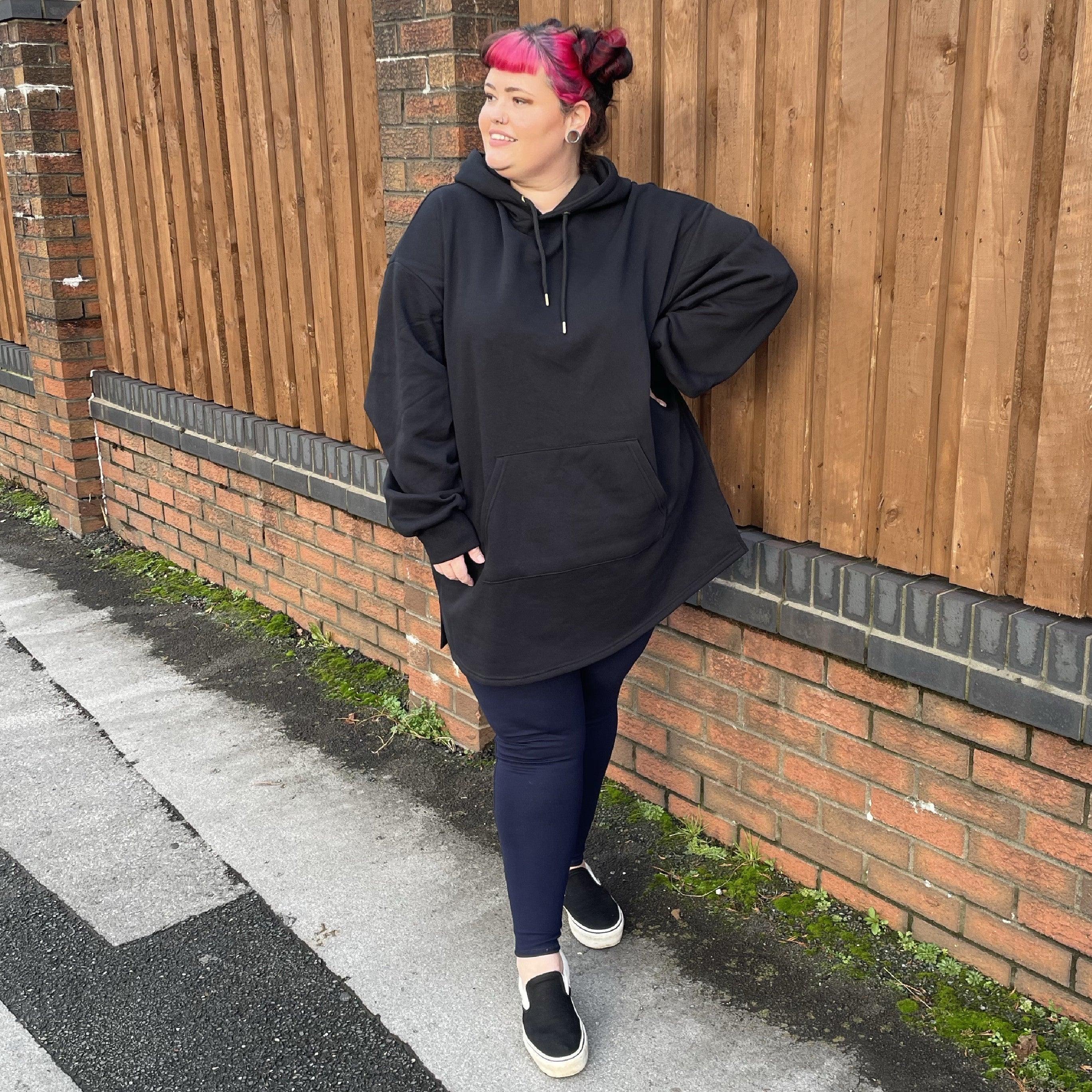 Organic Cotton Longline Hoodie - Black - Image 39