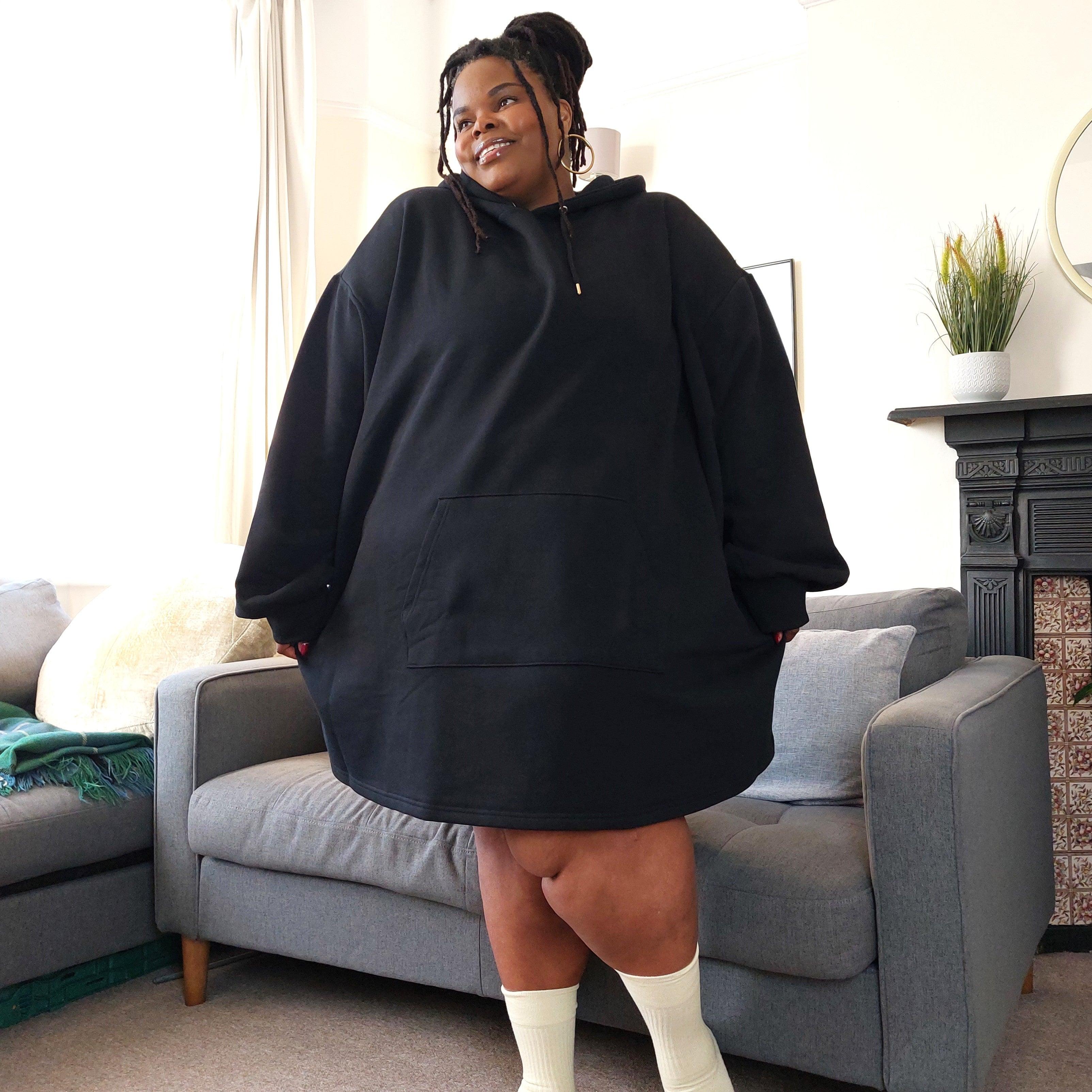 Organic Cotton Longline Hoodie - Black - Image 43