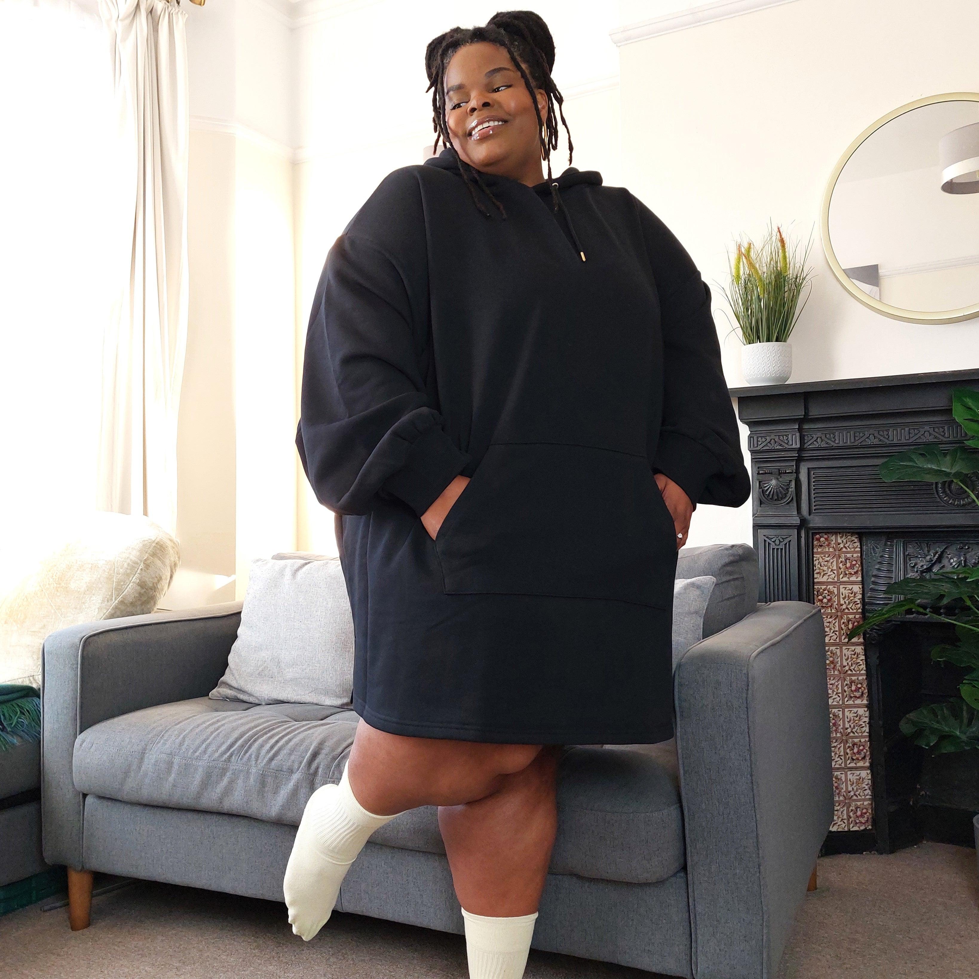Organic Cotton Longline Hoodie - Black - Image 46