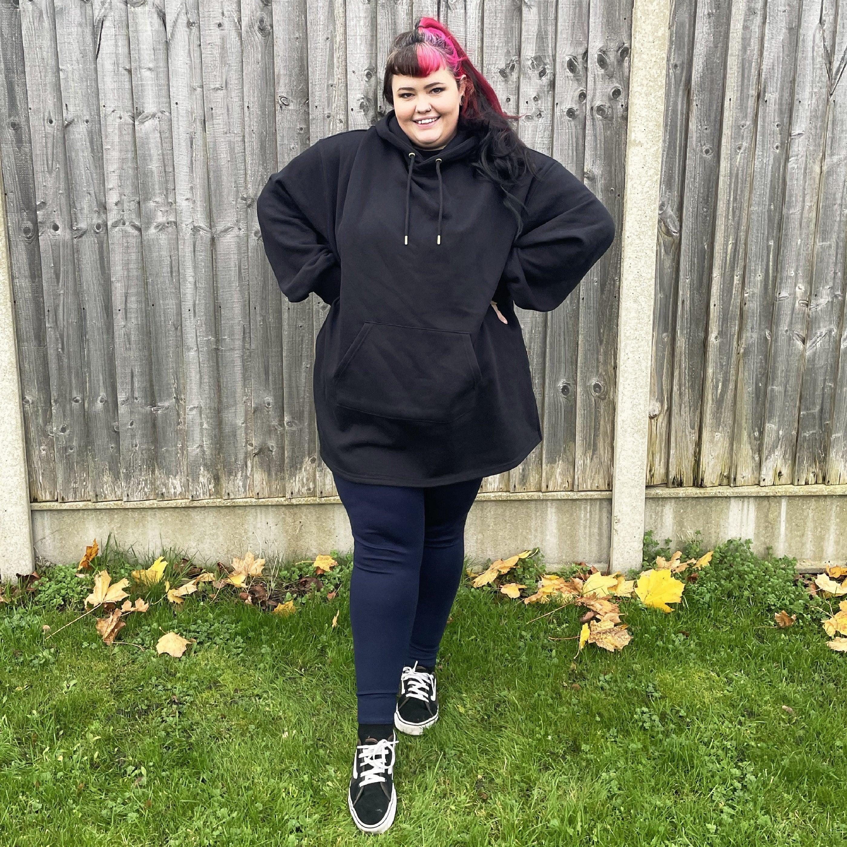 Organic Cotton Longline Hoodie - Black - Image 47