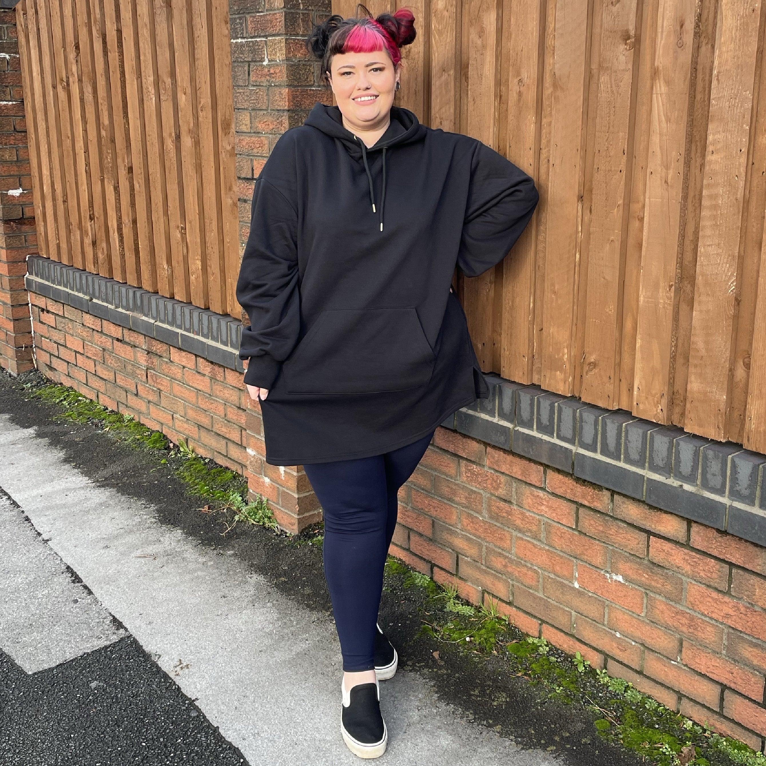Organic Cotton Longline Hoodie - Black - Image 5