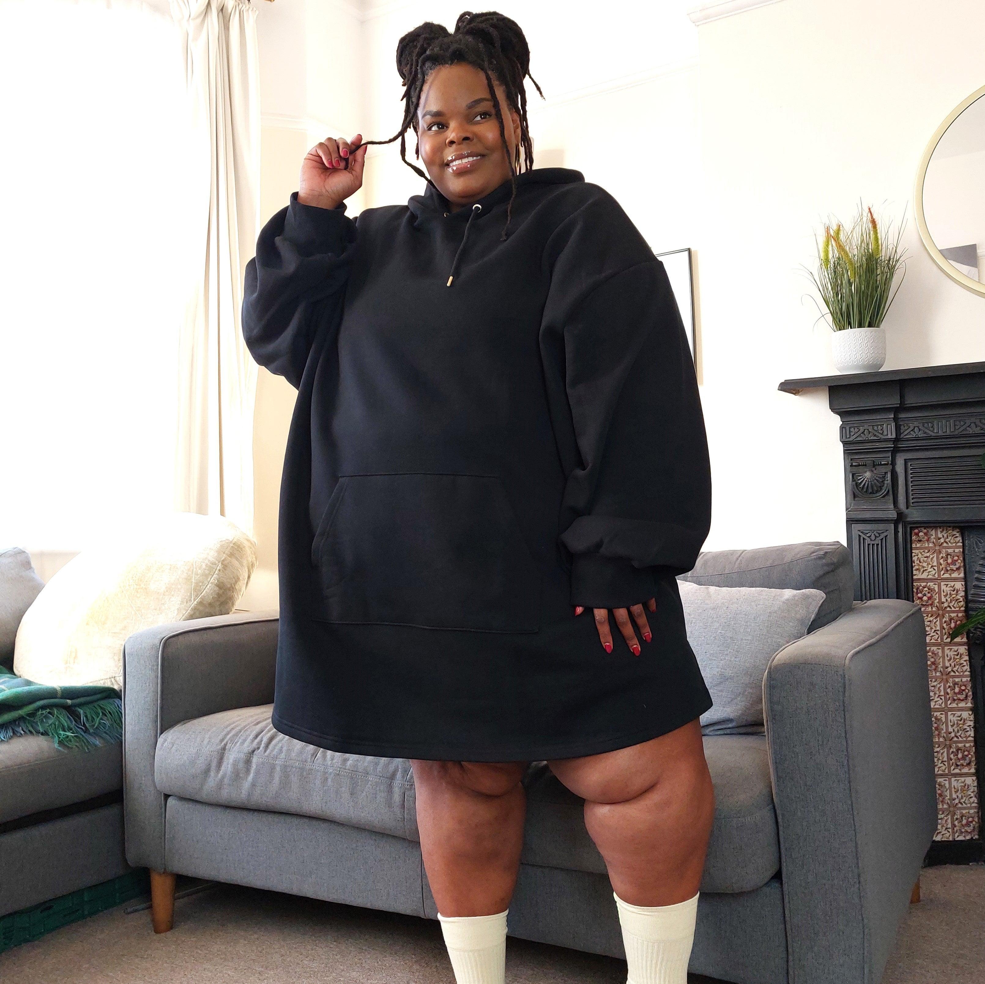 Organic Cotton Longline Hoodie - Black - Image 8