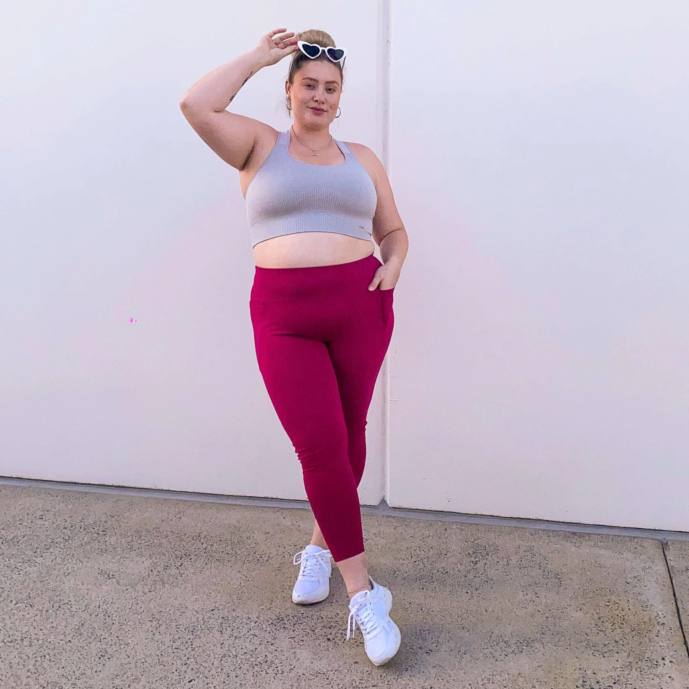 Squat Proof Long Leggings - Raspberry Pie - Image 3
