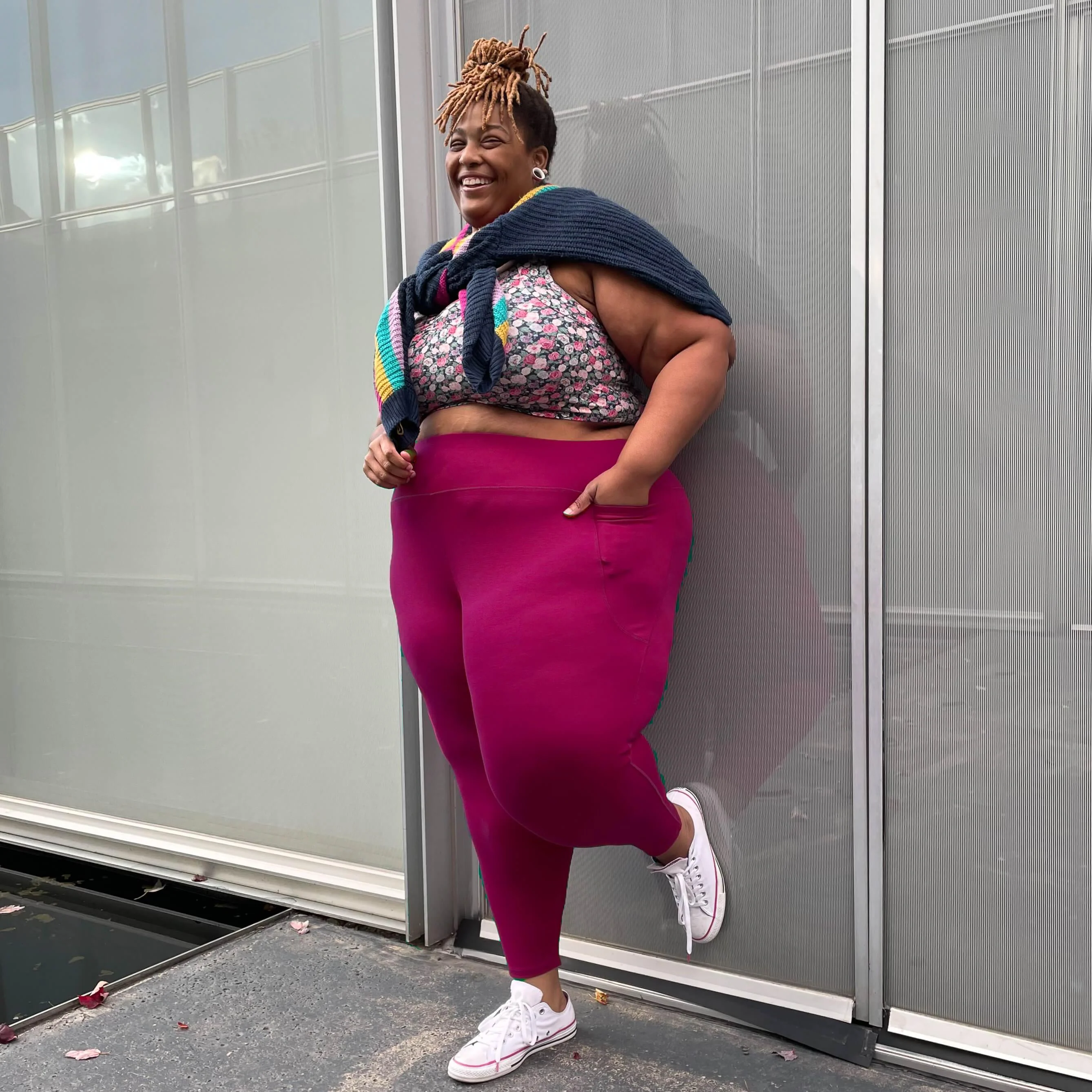 Squat Proof Long Leggings - Raspberry Pie - Image 4