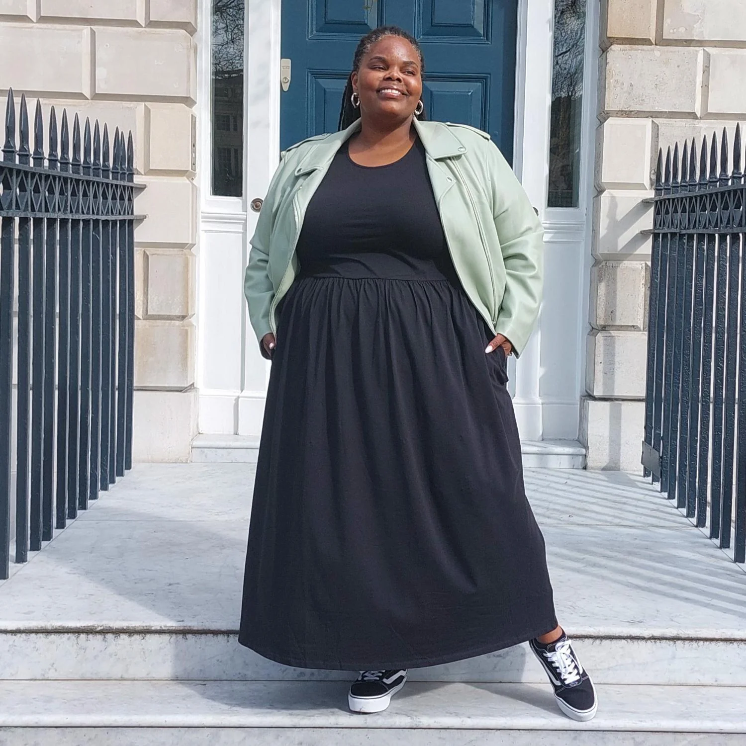 Organic Cotton Long Sleeve Maxi Dress - Black - Image 6