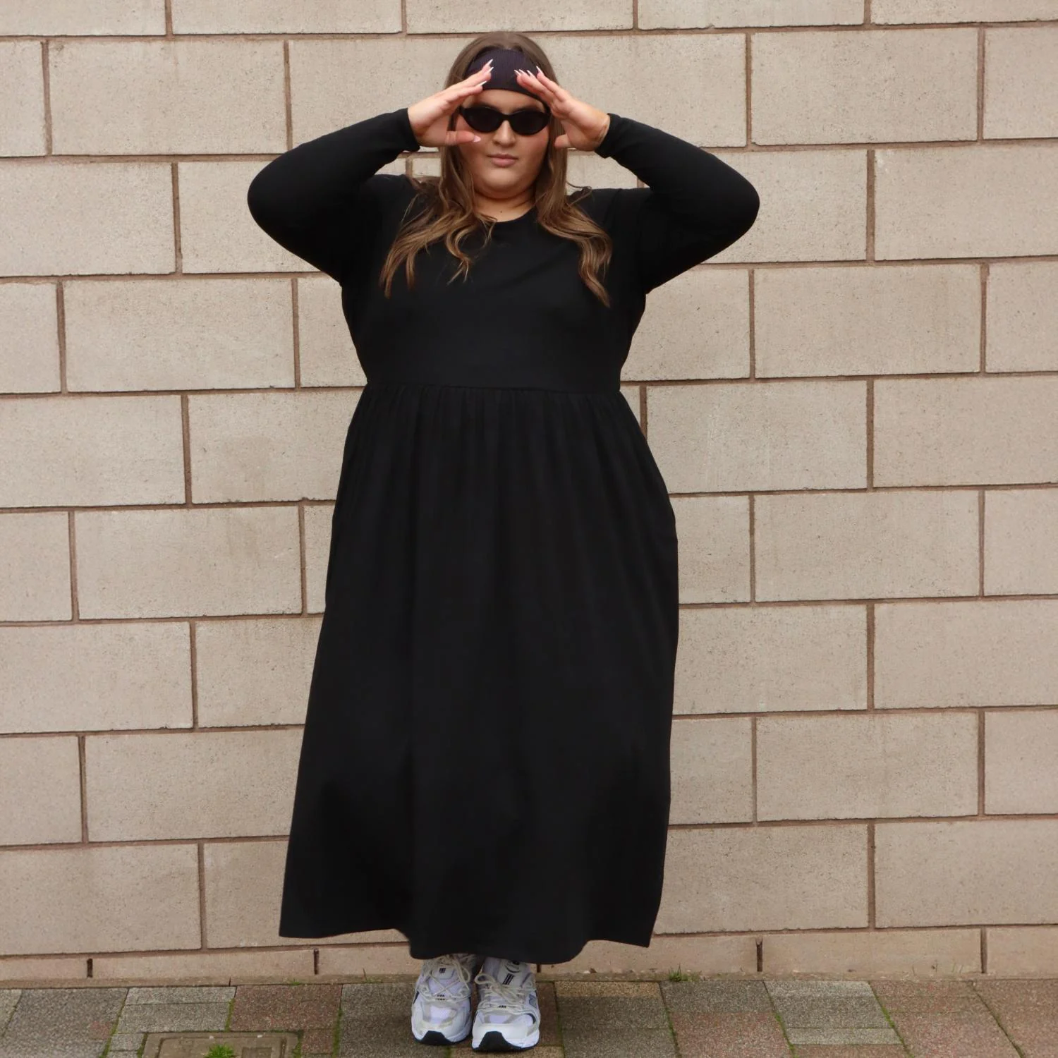 Organic Cotton Long Sleeve Maxi Dress - Black - Image 8