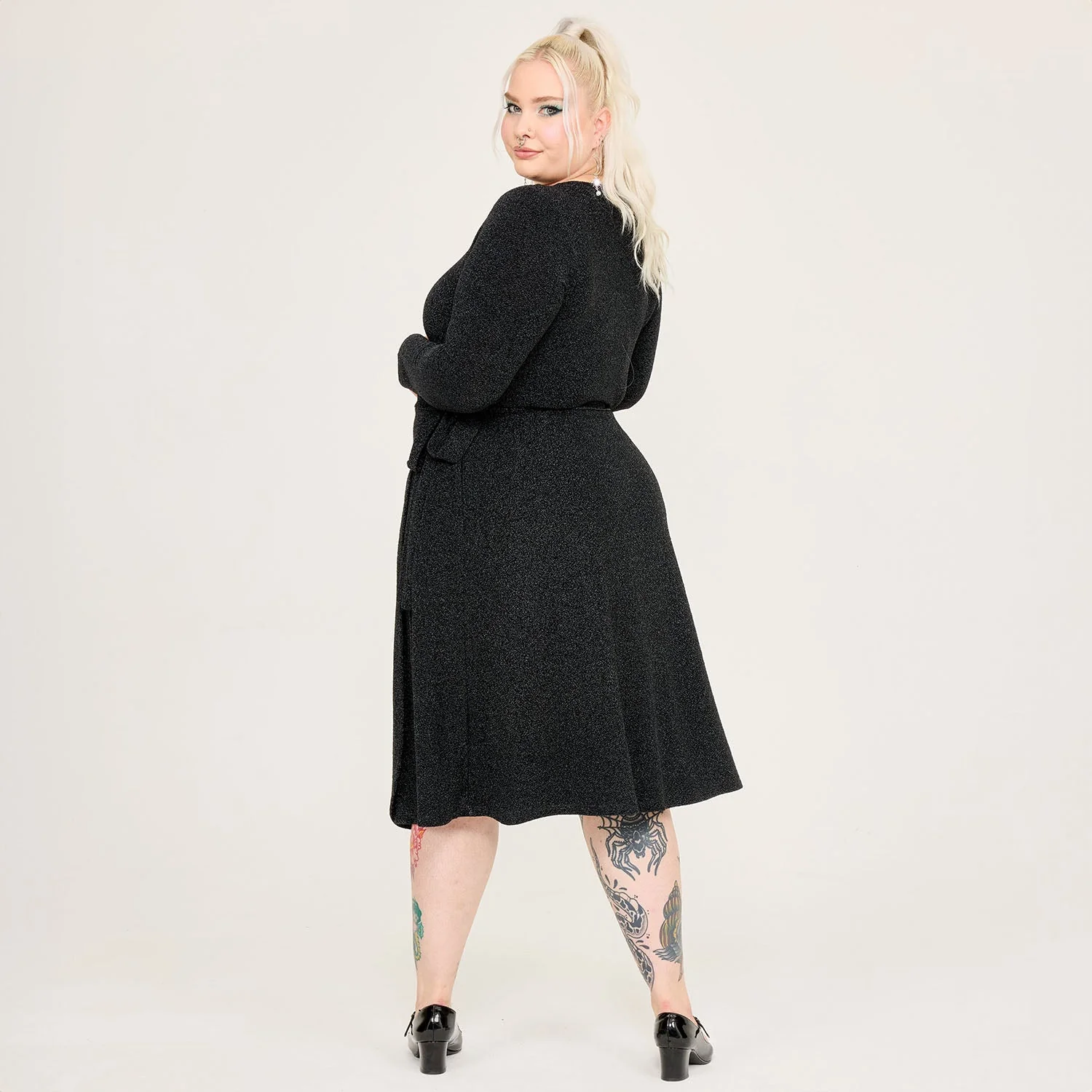 Lurex Wrap Dress - Black - Image 2