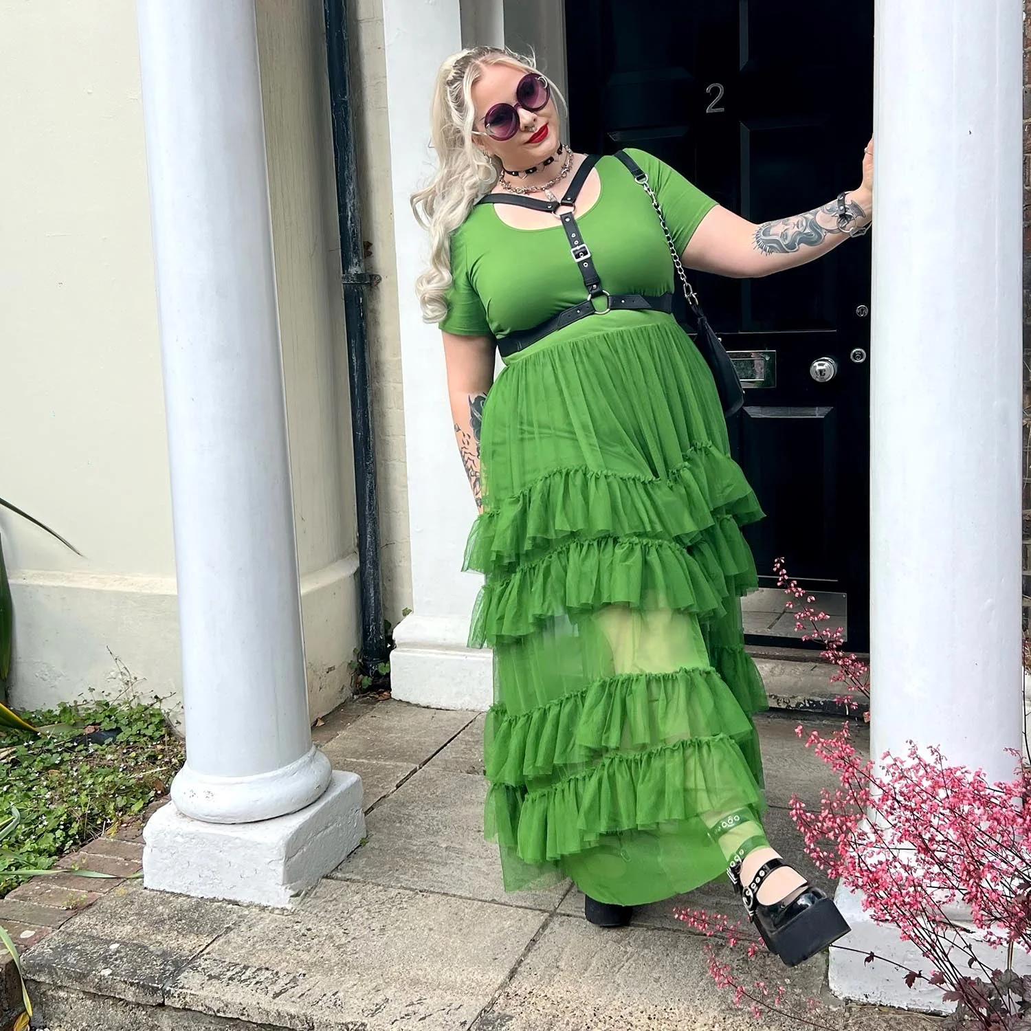 Maxi Tee Mesh Dress - Forest - Image 11