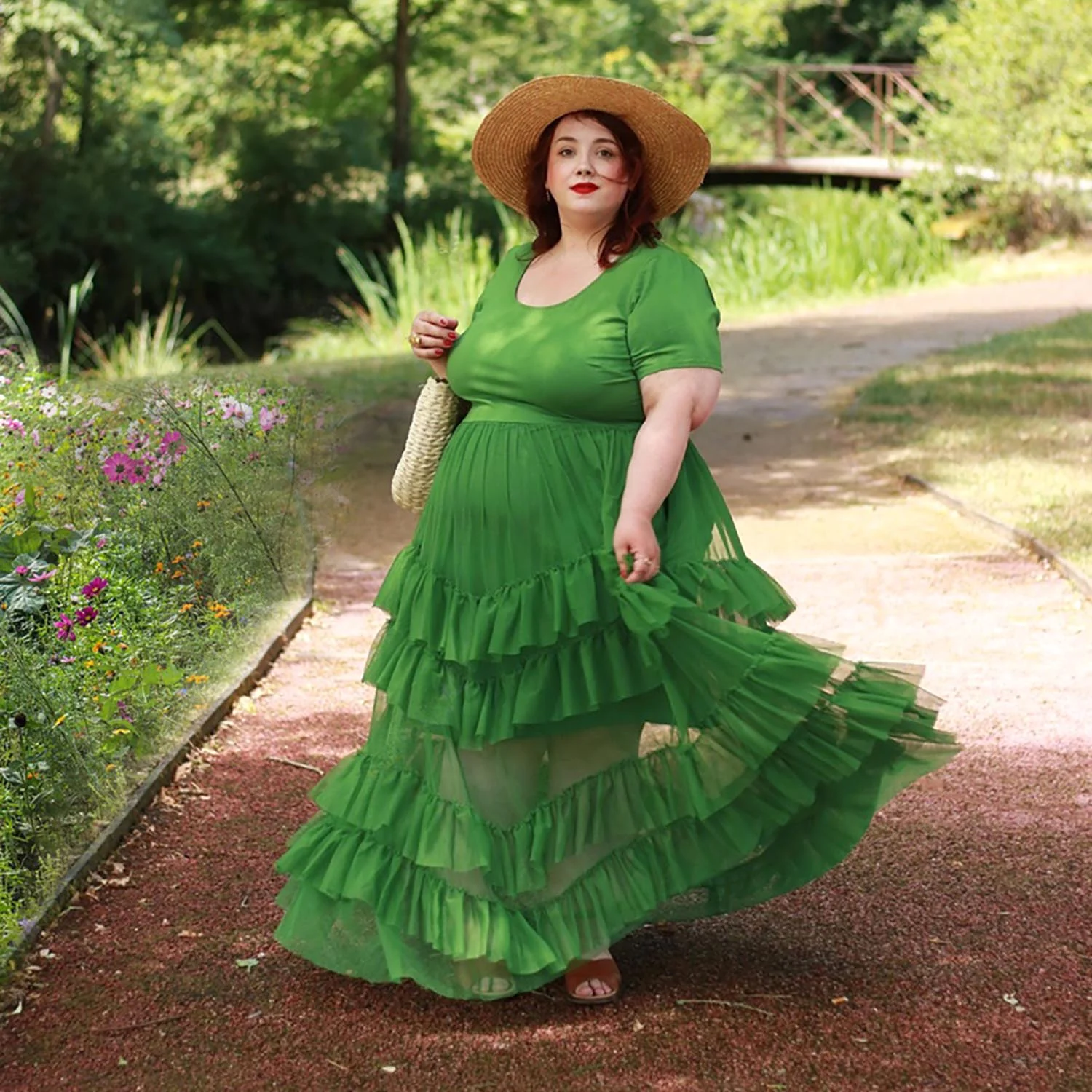 Maxi Tee Mesh Dress - Forest - Image 2