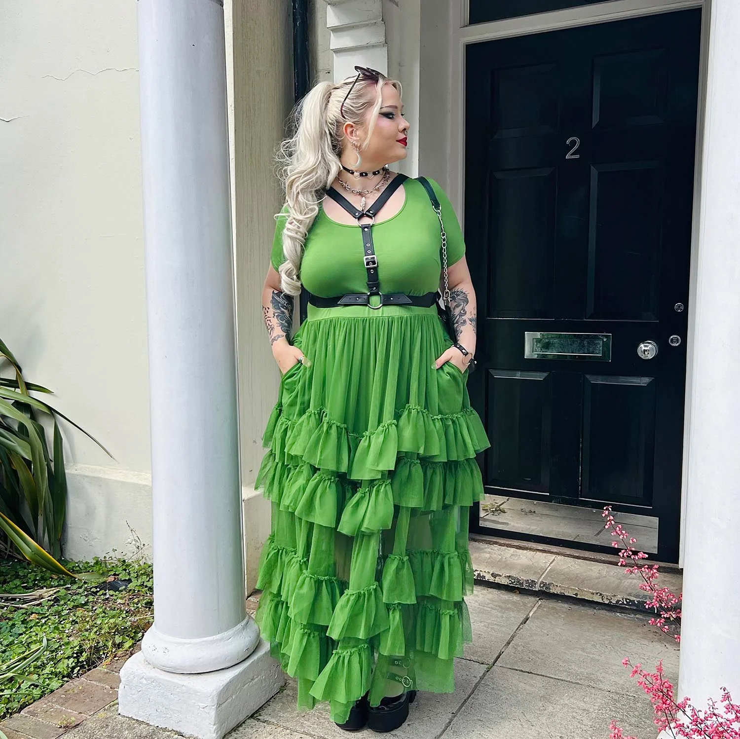 Maxi Tee Mesh Dress - Forest - Image 4