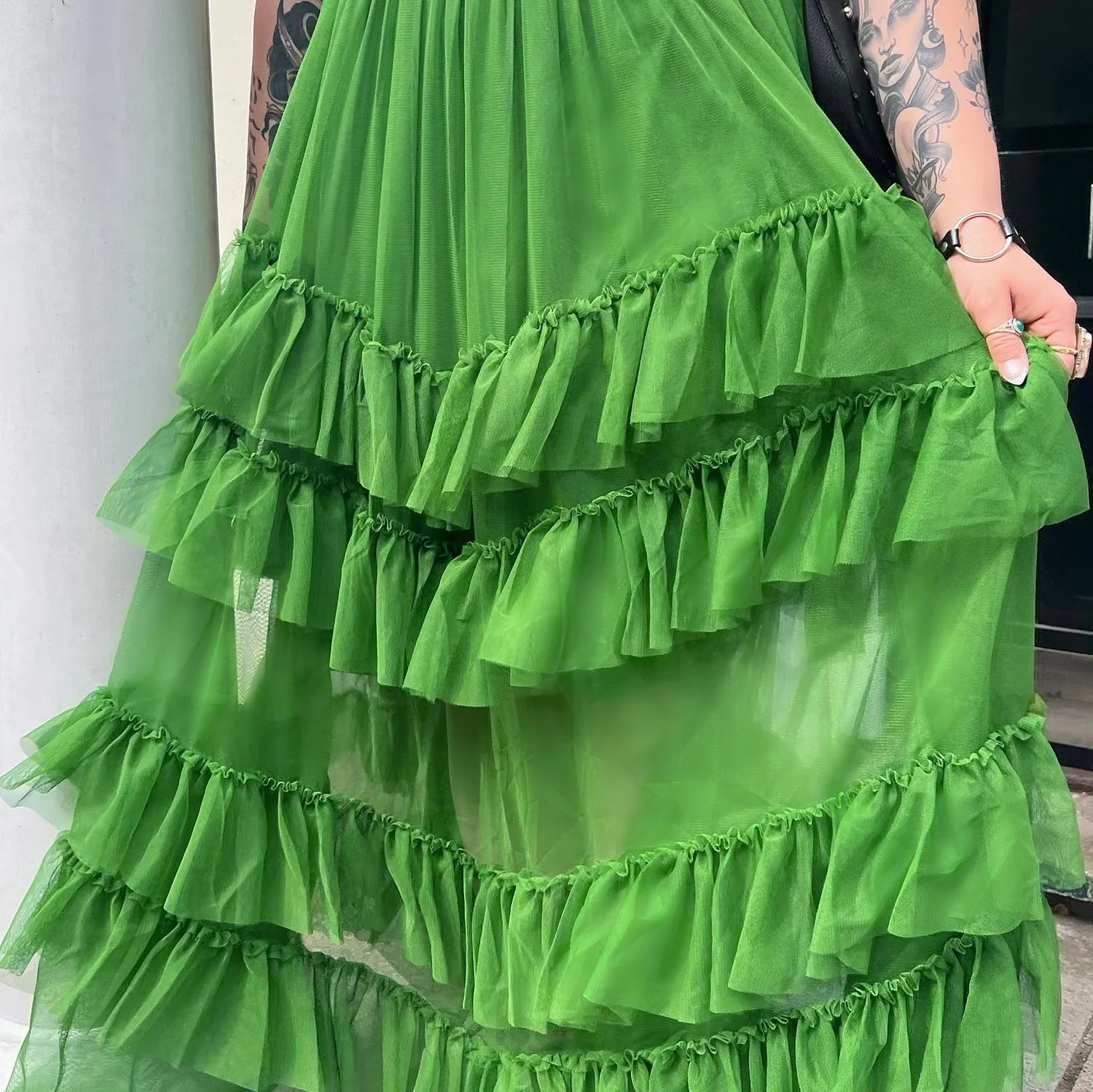 Maxi Tee Mesh Dress - Forest - Image 6