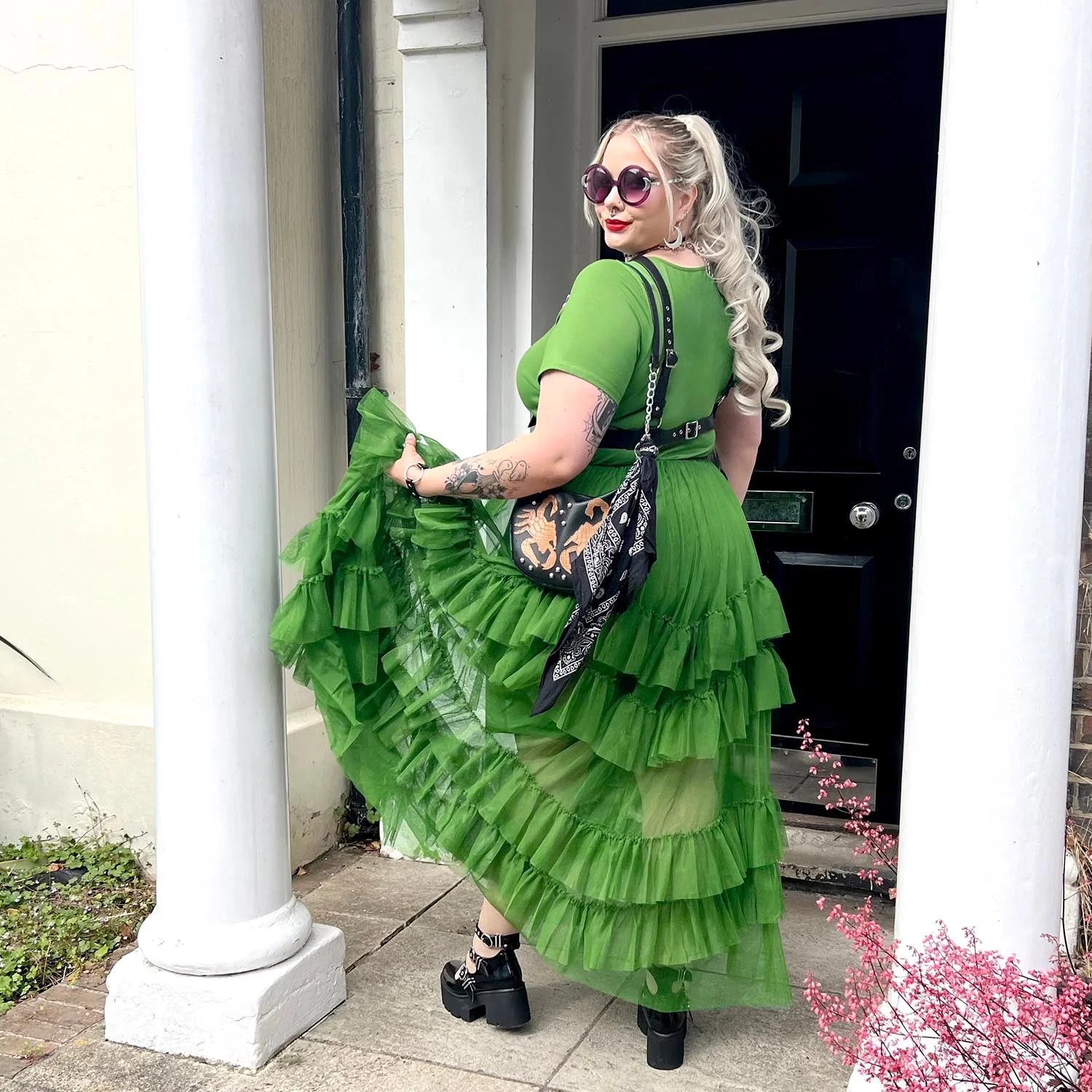Maxi Tee Mesh Dress - Forest - Image 7