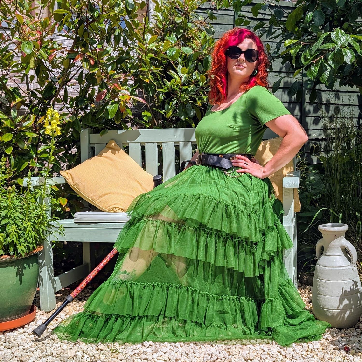 Maxi Tee Mesh Dress - Forest - Image 8