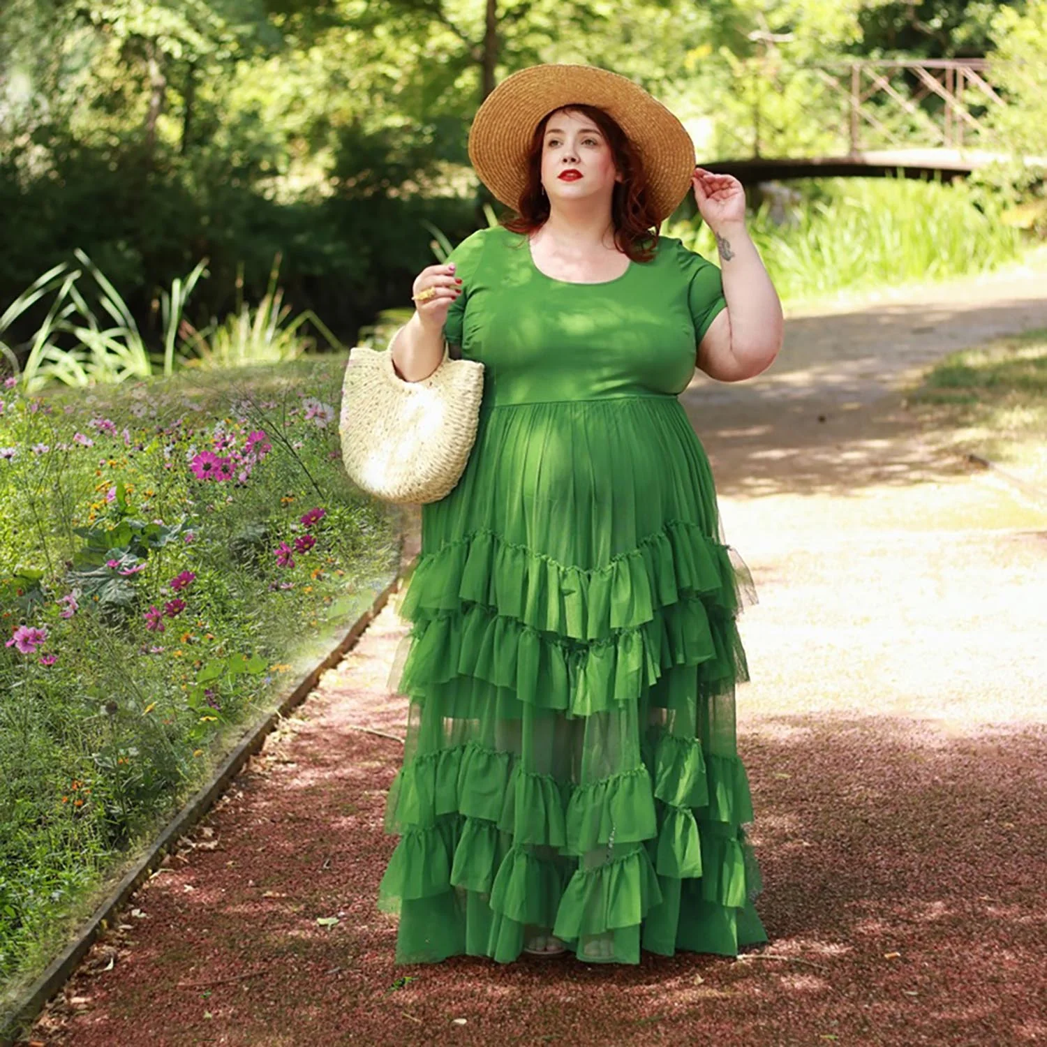 Maxi Tee Mesh Dress - Forest - Image 9