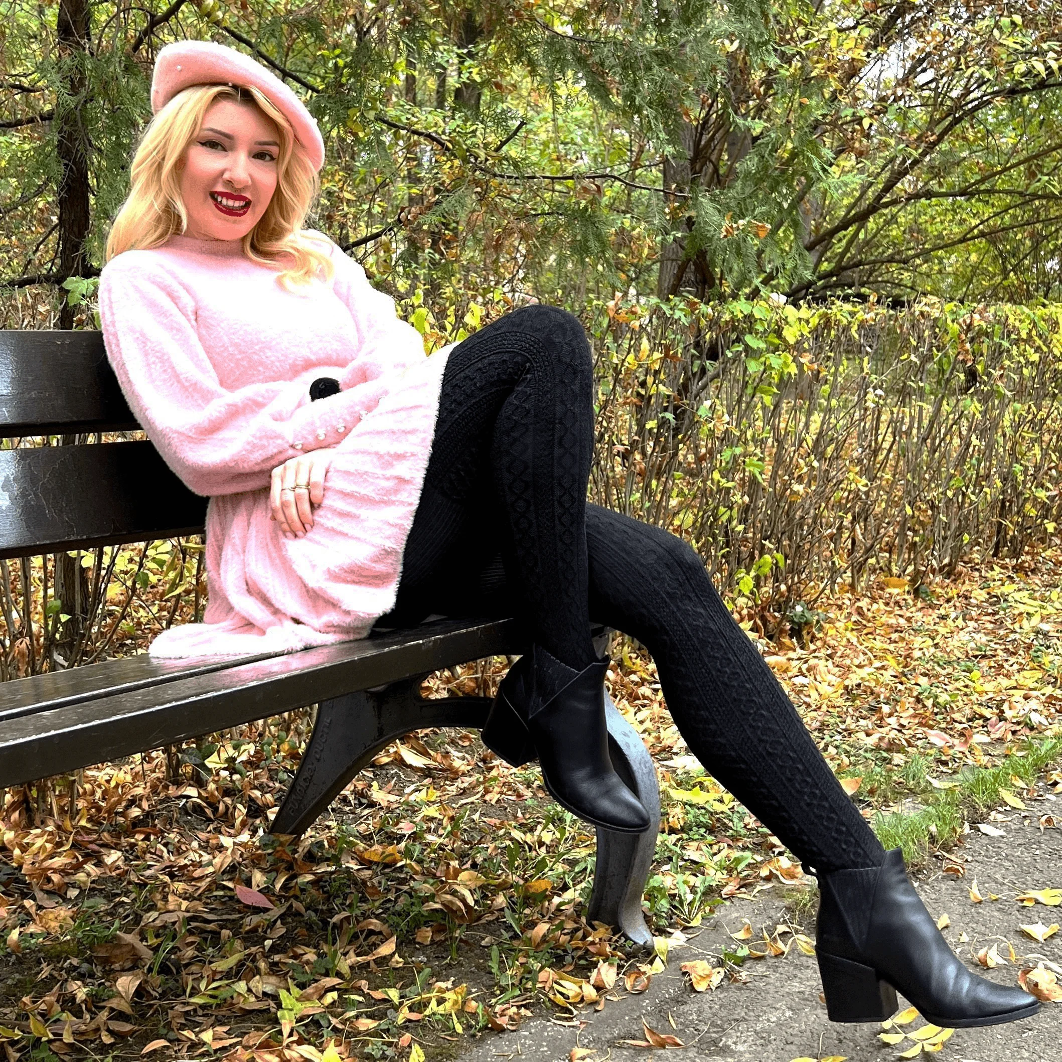 Grannies Cable Knit Wool Tights V2 - Black - Image 11