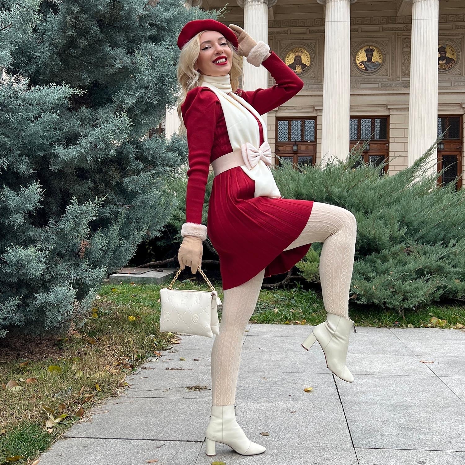 Grannies Cable Knit Wool Tights V2 - Oatmeal - Image 7