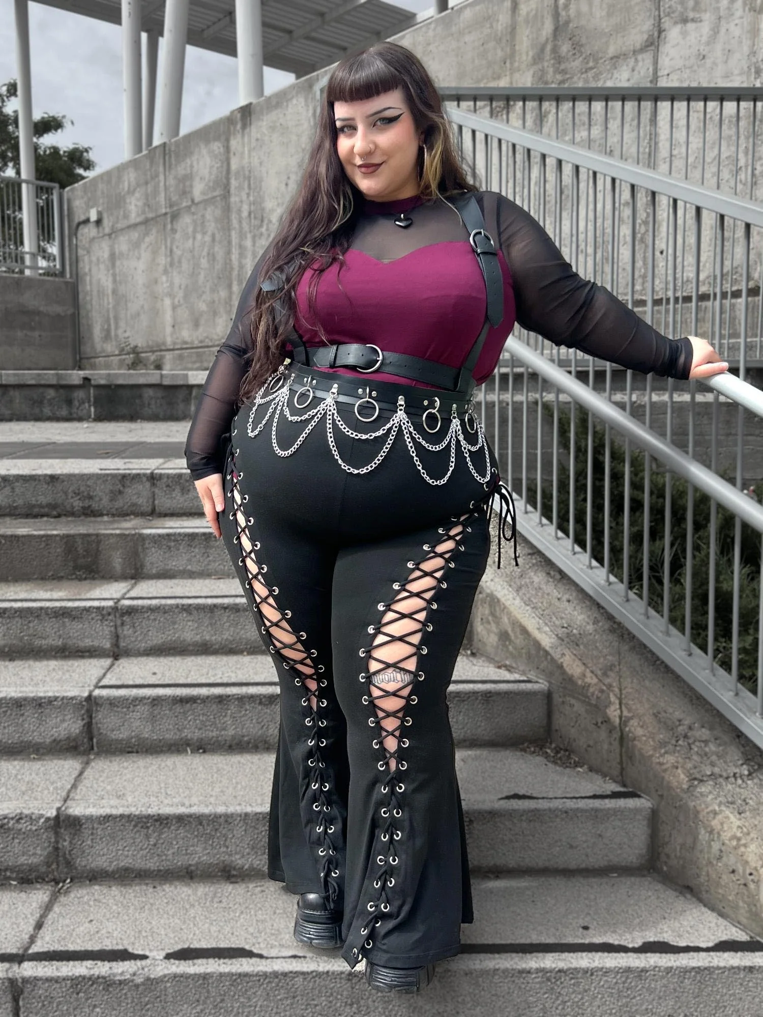 Florence Mesh Sleeve Top  - Cherry - Image 10