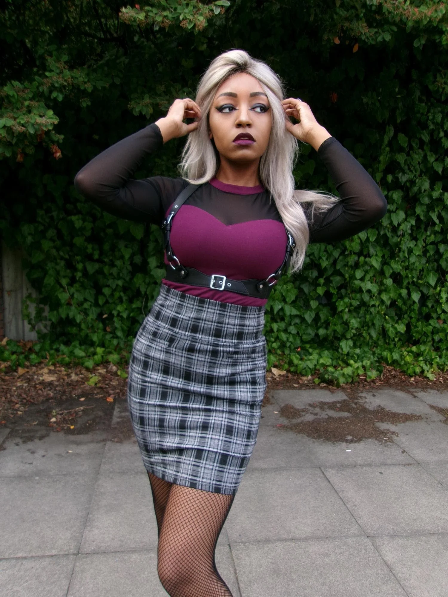 Florence Mesh Sleeve Top  - Cherry - Image 9