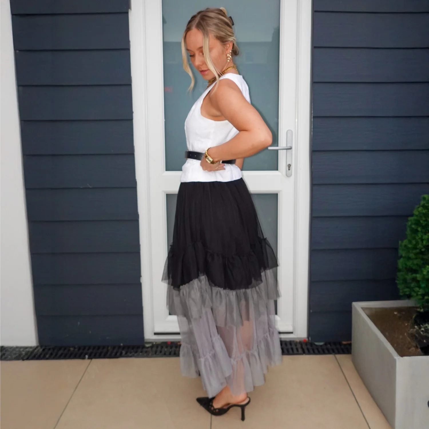 Mesh Maxi Skirt - Black Ombre - Image 14