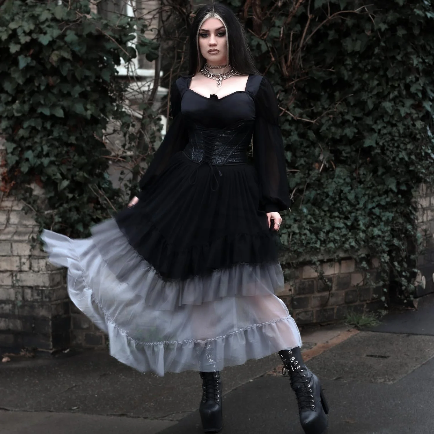Mesh Maxi Skirt - Black Ombre - Image 3