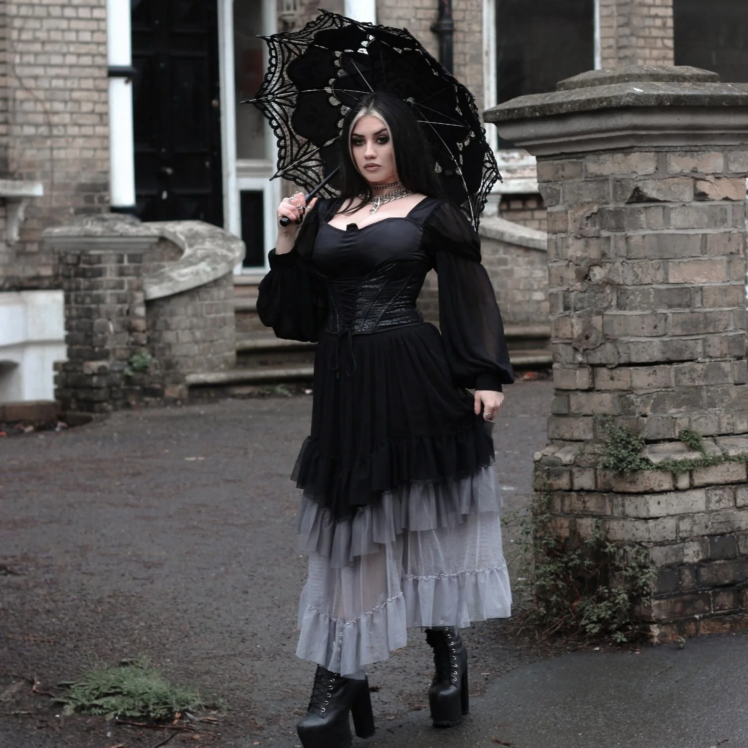 Mesh Maxi Skirt - Black Ombre - Image 5