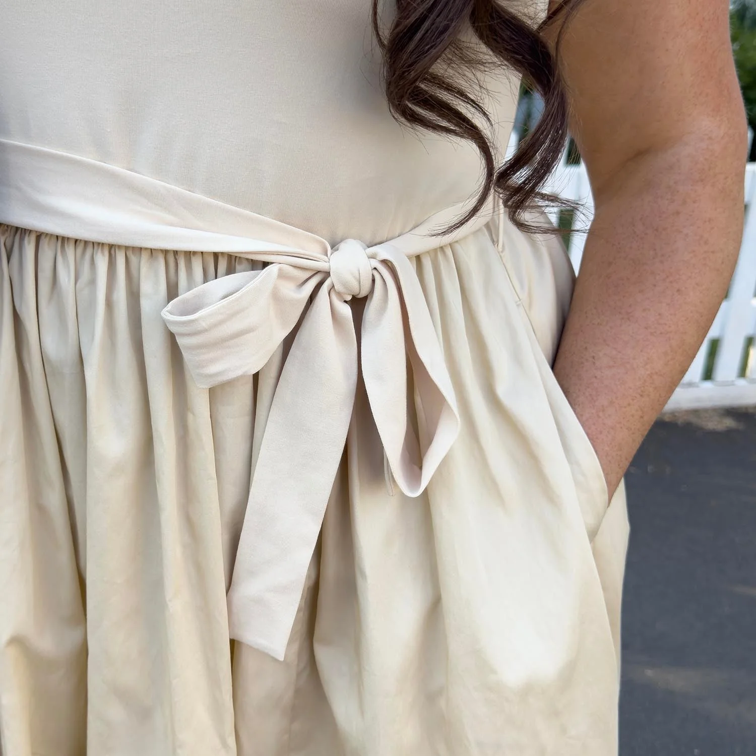 Midaxi Tee Poplin Dress - Oatmeal - Image 13