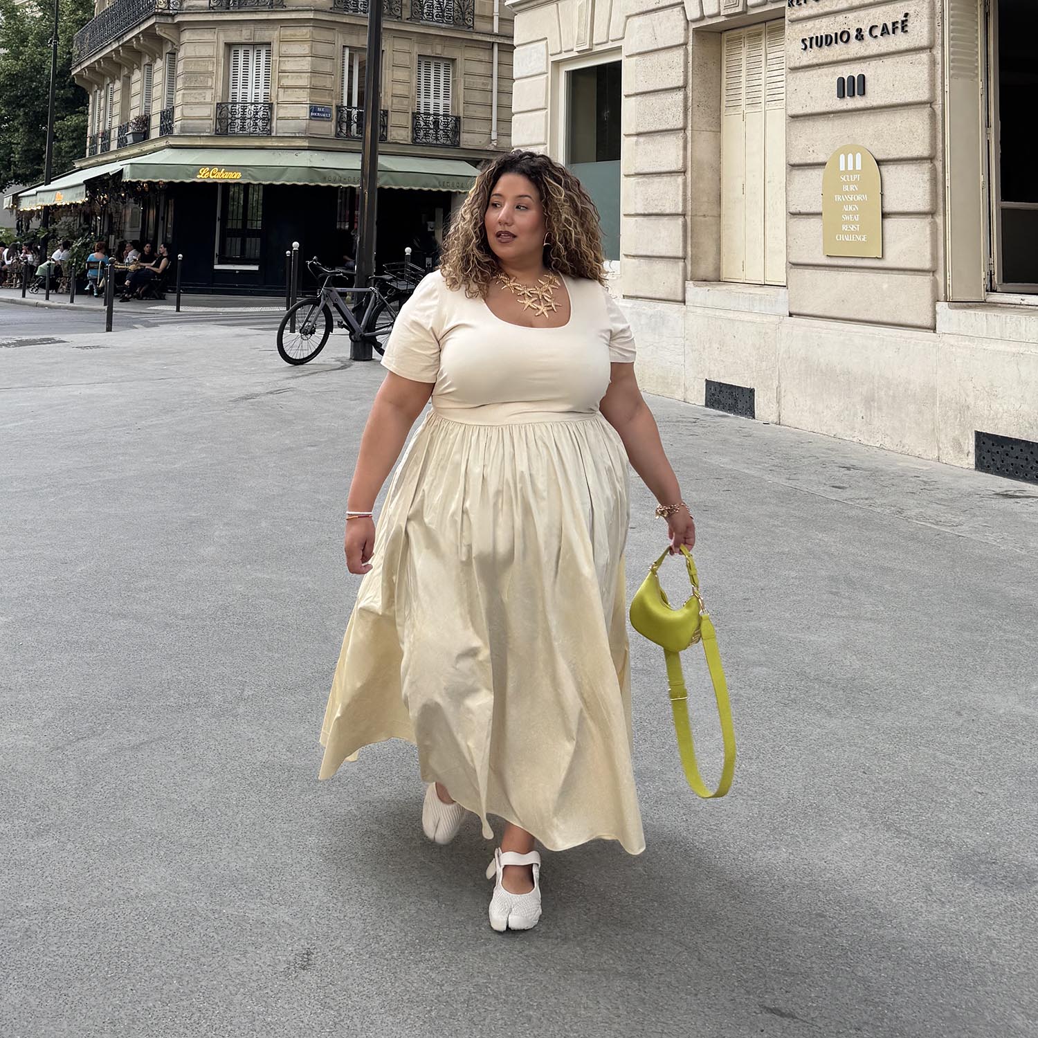 Midaxi Tee Poplin Dress - Oatmeal - Image 6