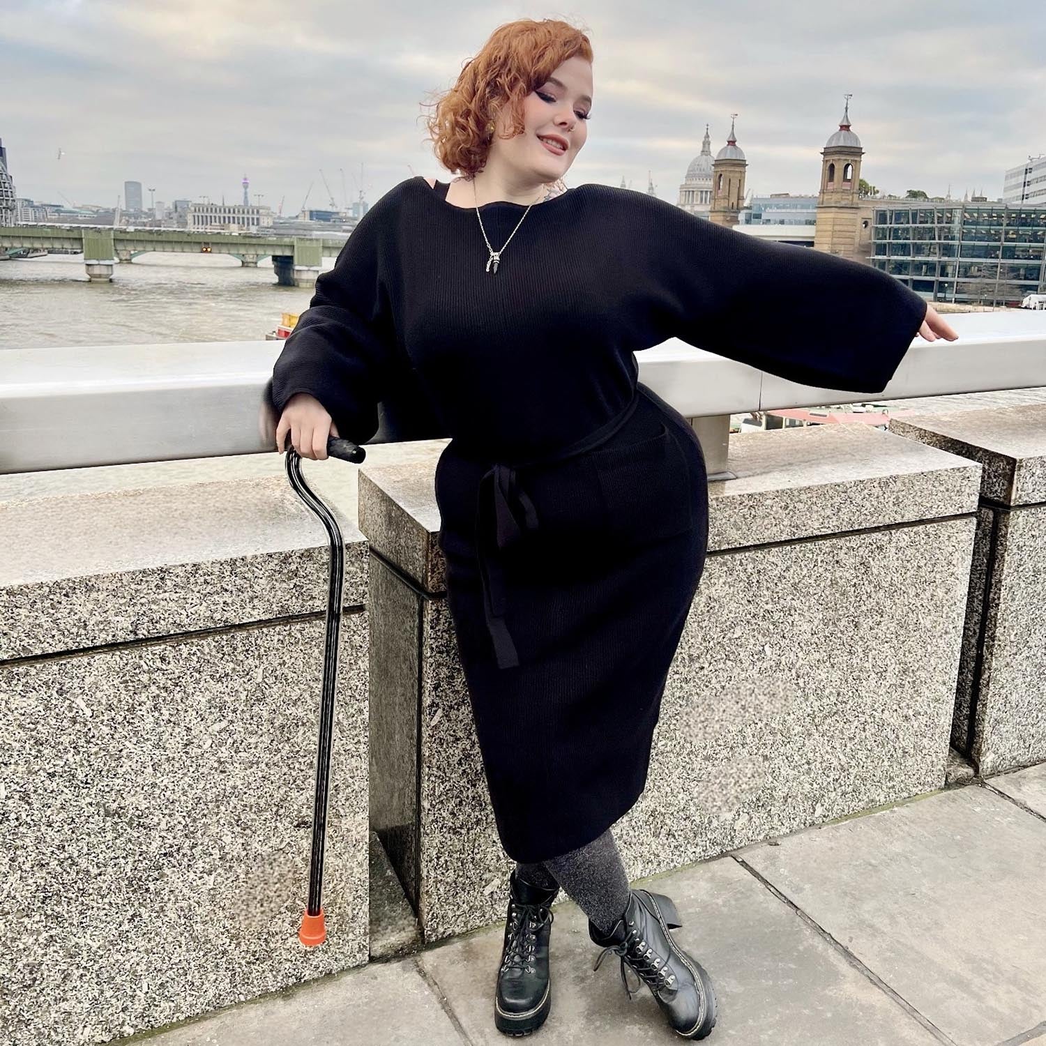 Midi Knitted Cocoon Dress - Black - Image 3