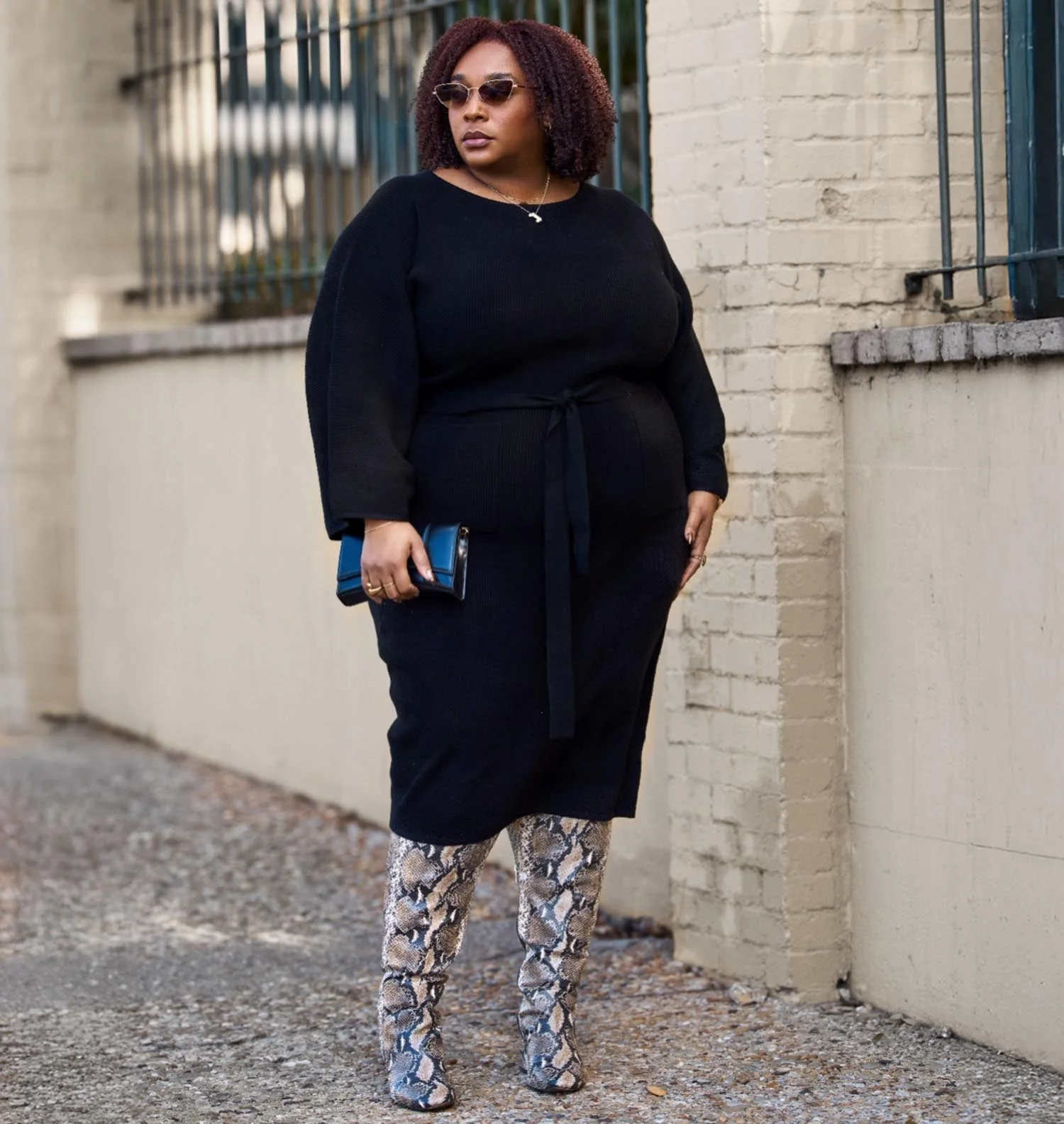 Midi Knitted Cocoon Dress - Black - Image 4